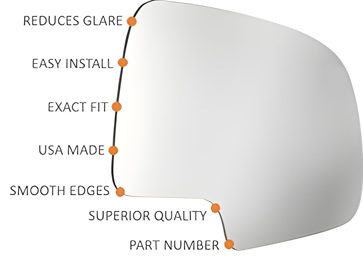 10-15 Toyota Prius Right Passenger Side Convex Mirror Glass Lens with Adhesive - Replacement for Enhanced Safety and Blind Spot Visibility - Perfect for Parking, Lane Changes & Safe Driving