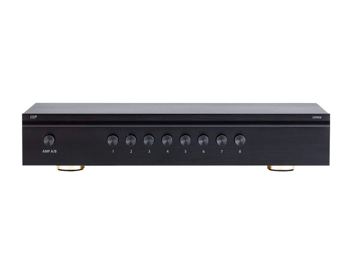 Monoprice SS-Pro 8 High Power 300W Dual Source Impedance Matching Speaker Selector - 8 Pair Audio Distribution for Home Theater & Multi-Room Sound System