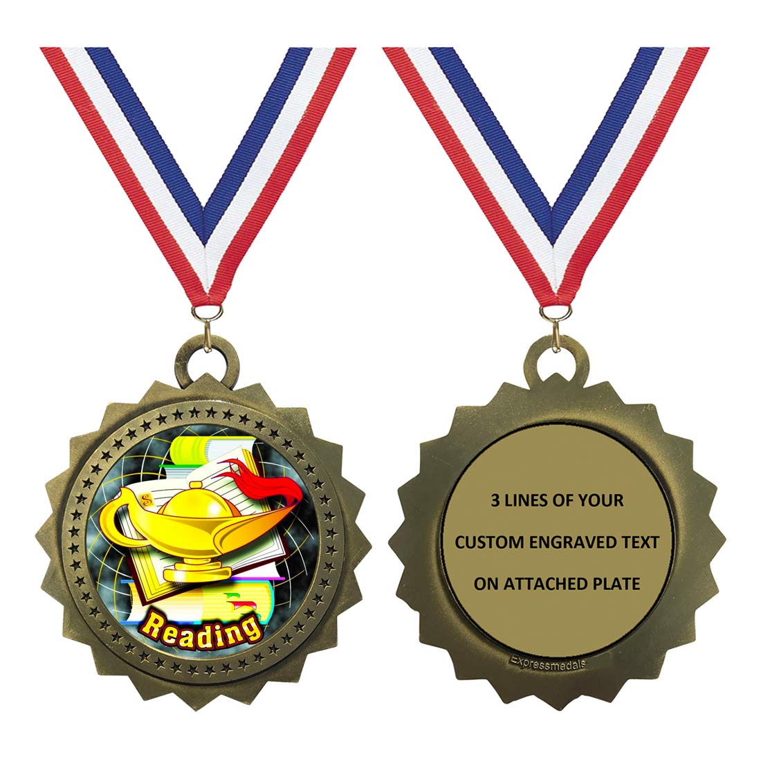 1-50 Pack Custom Engraved Reading Gold Medal Trophies - Personalized Award for Students, Teachers & Book Lovers - Perfect for Reading Challenges, Book Clubs & Literacy Events