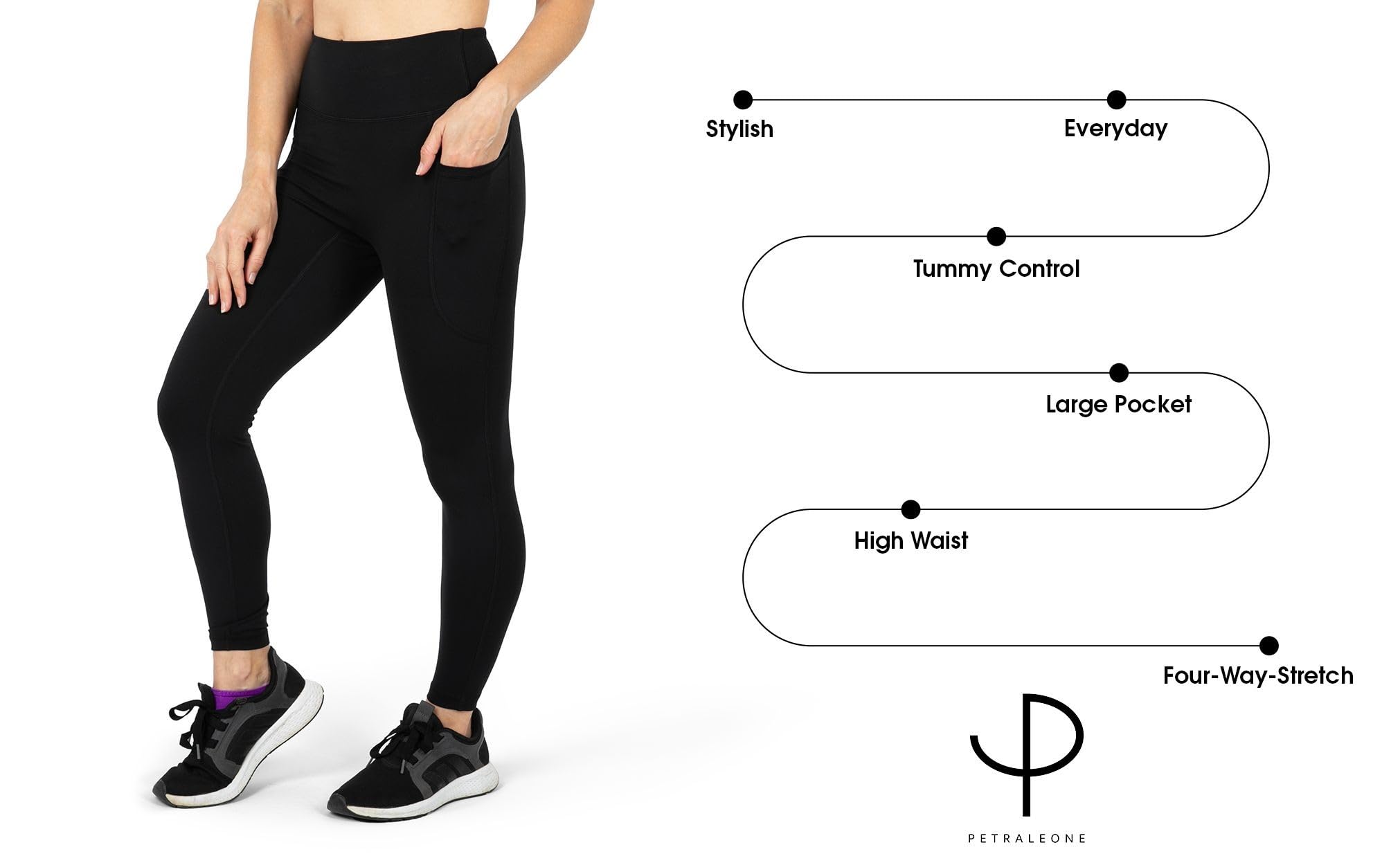 High Waist Yoga Pants with Pockets - Tummy Control Workout Leggings for Women, 4-Way Stretch & Sweat Wicking - Perfect for Gym, Running, Pilates & Lounge Wear
