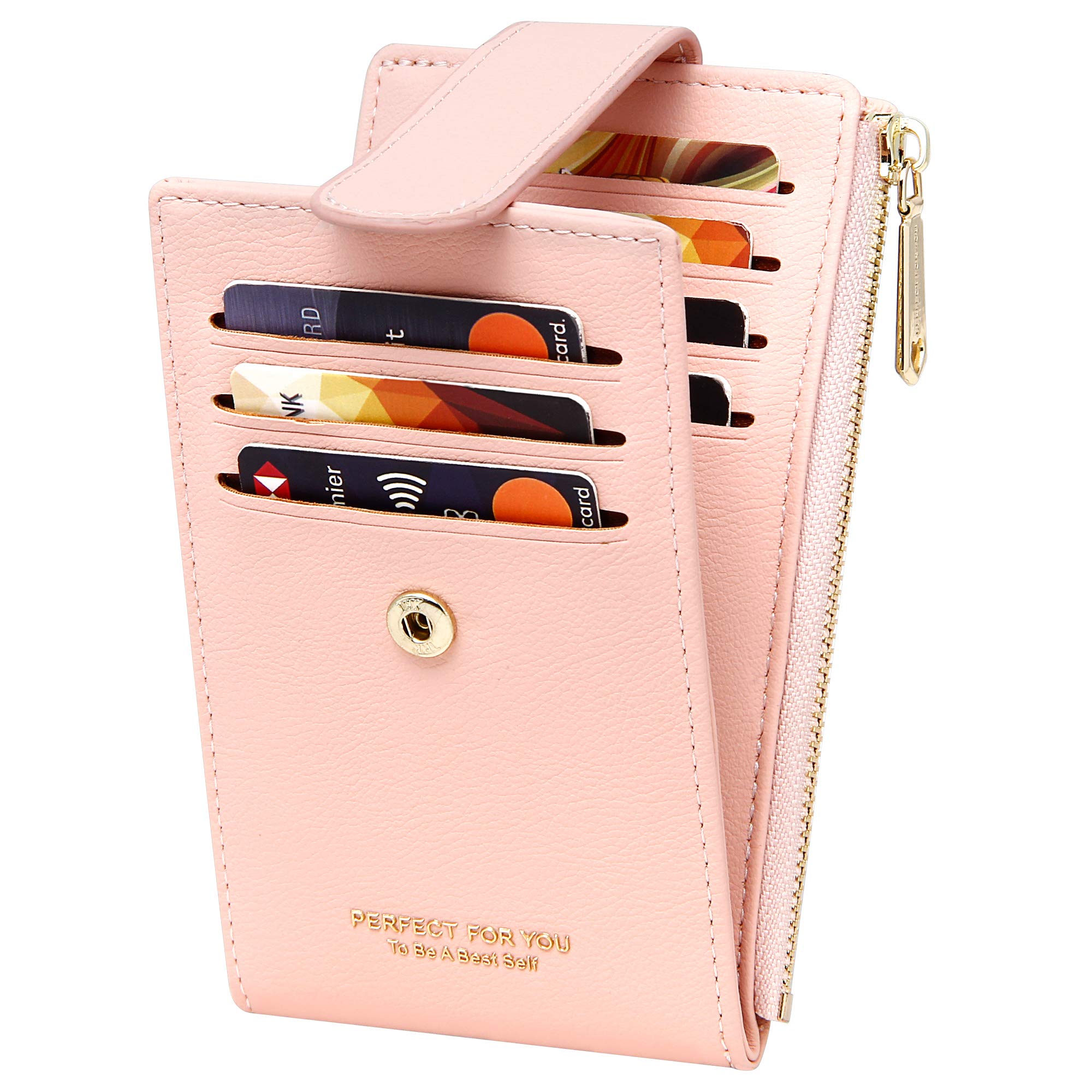 ZRTARY Slim RFID Blocking Bifold Wallet for Women - Compact Card Holder with Zipper Pocket - Perfect for Everyday Use, Travel & Minimalist Lifestyle