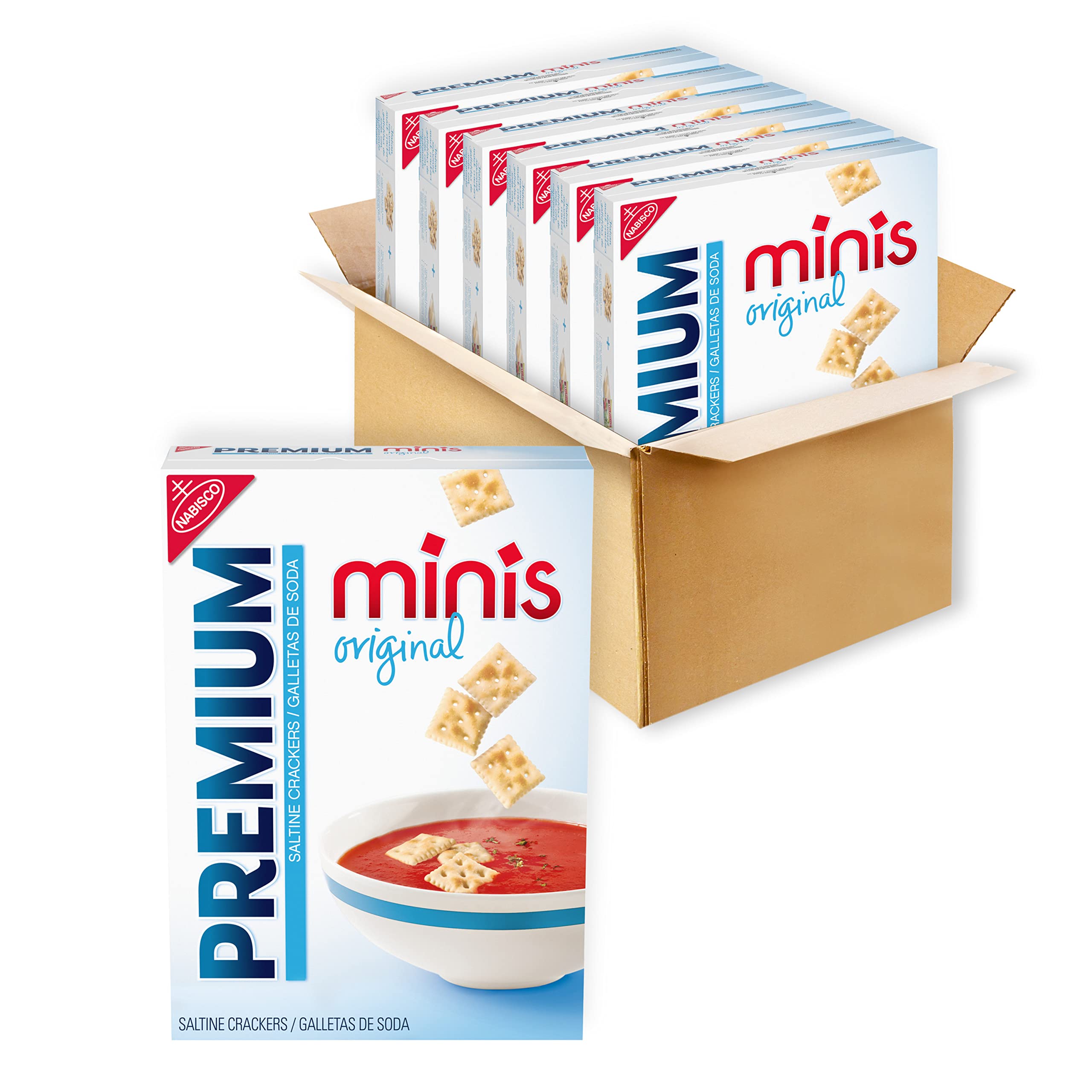 Premium Original Mini Saltine Crackers - Crunchy & Delicious Lunch Snacks, Bulk Pack (6-11 oz Boxes) - Perfect for School Lunches, Office Snacks & Party Platters
