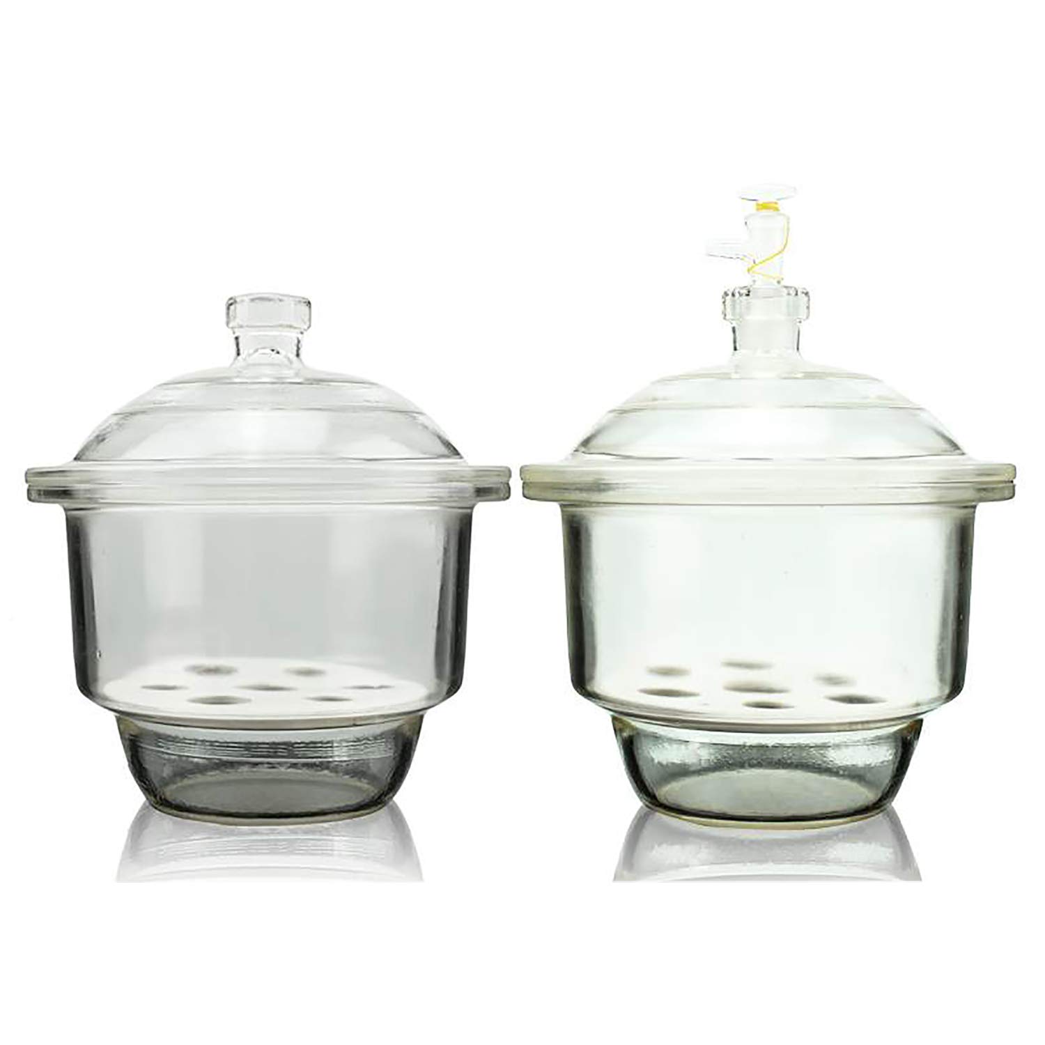 240mm (9.5 Inch) Vacuum Desiccator Jar with Porcelain Plate - Laboratory Grade Glass Drying Container with Ground Glass Stopper - Ideal for Chemical Storage, Moisture Removal & Scientific Experiments