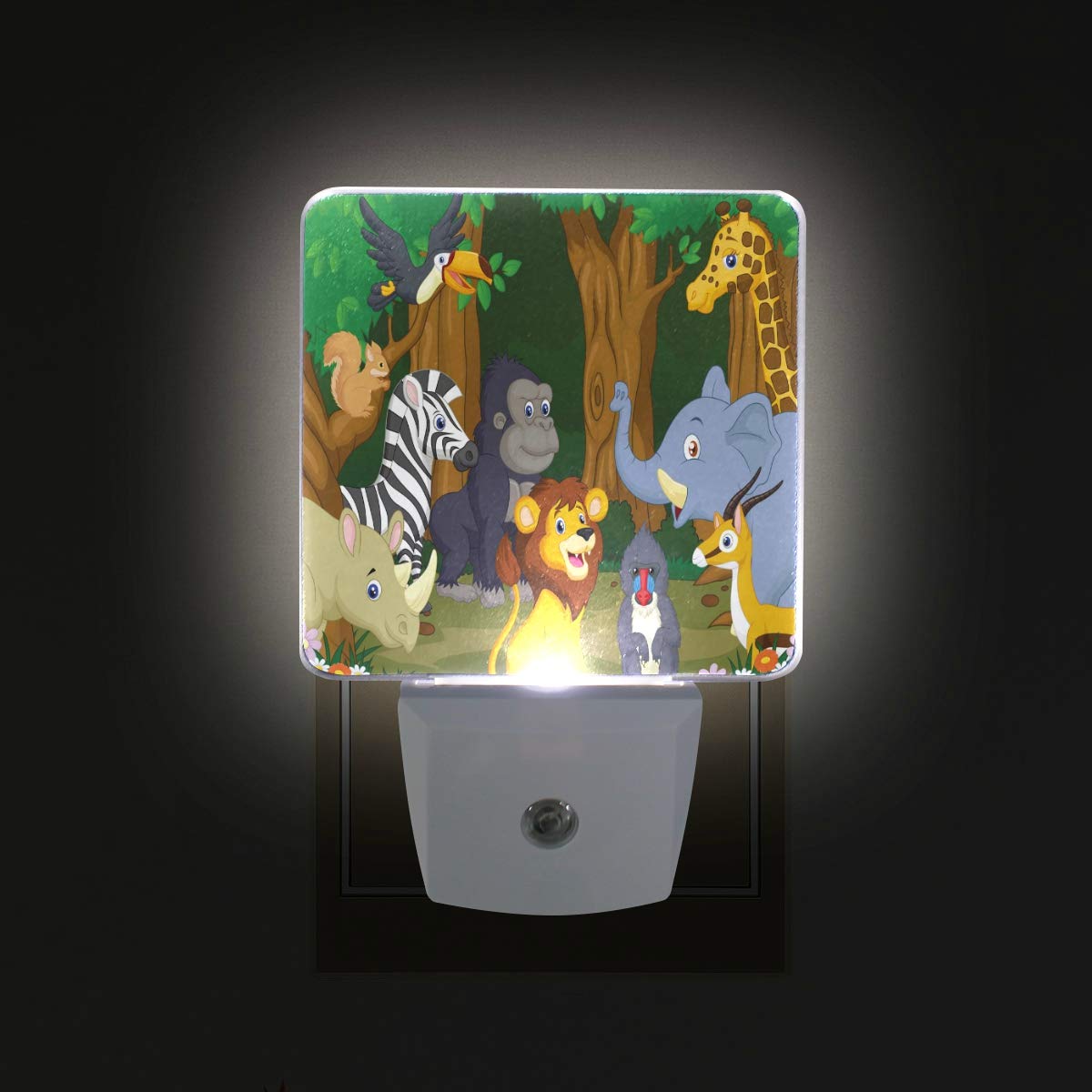 Vikko Jungle Wild Animal Cartoon Tiger Night Light - 2 Pack LED Plug-in Lamp with Dusk to Dawn Sensor for Kids & Adults - Perfect for Bedroom, Living Room, Hallway & Nursery Decor - Cute Nightlight for Safe Nighttime Navigation and Cozy Ambience