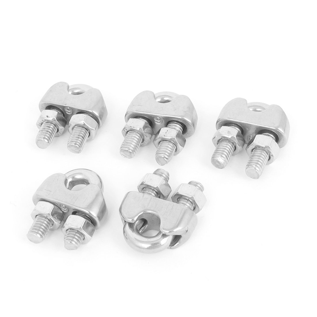 Stainless Steel Wire Rope Cable Clamp Clips 6mm 1/4 Inch - 5pcs Set for Marine, Construction, and DIY Projects - Heavy Duty Hardware for Securing Cables and Ropes
