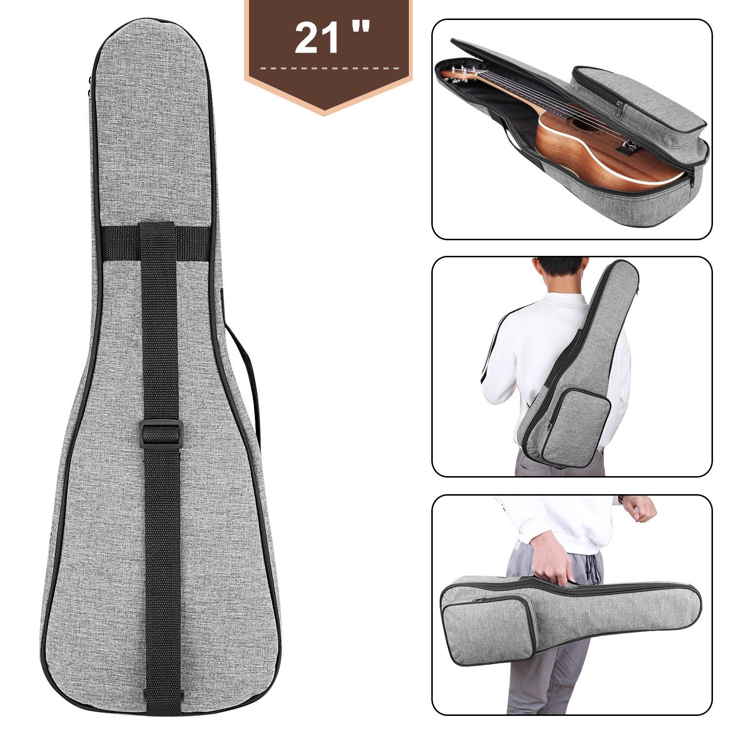 Professional 21 Inch Soprano Ukulele Kit - Hawaiian Wooden Ukelele with Gig Bag, Tuner, Strap & Aquila Strings | Includes 12 Online Lessons | Perfect for Beginners, Travel & Beach Performances
