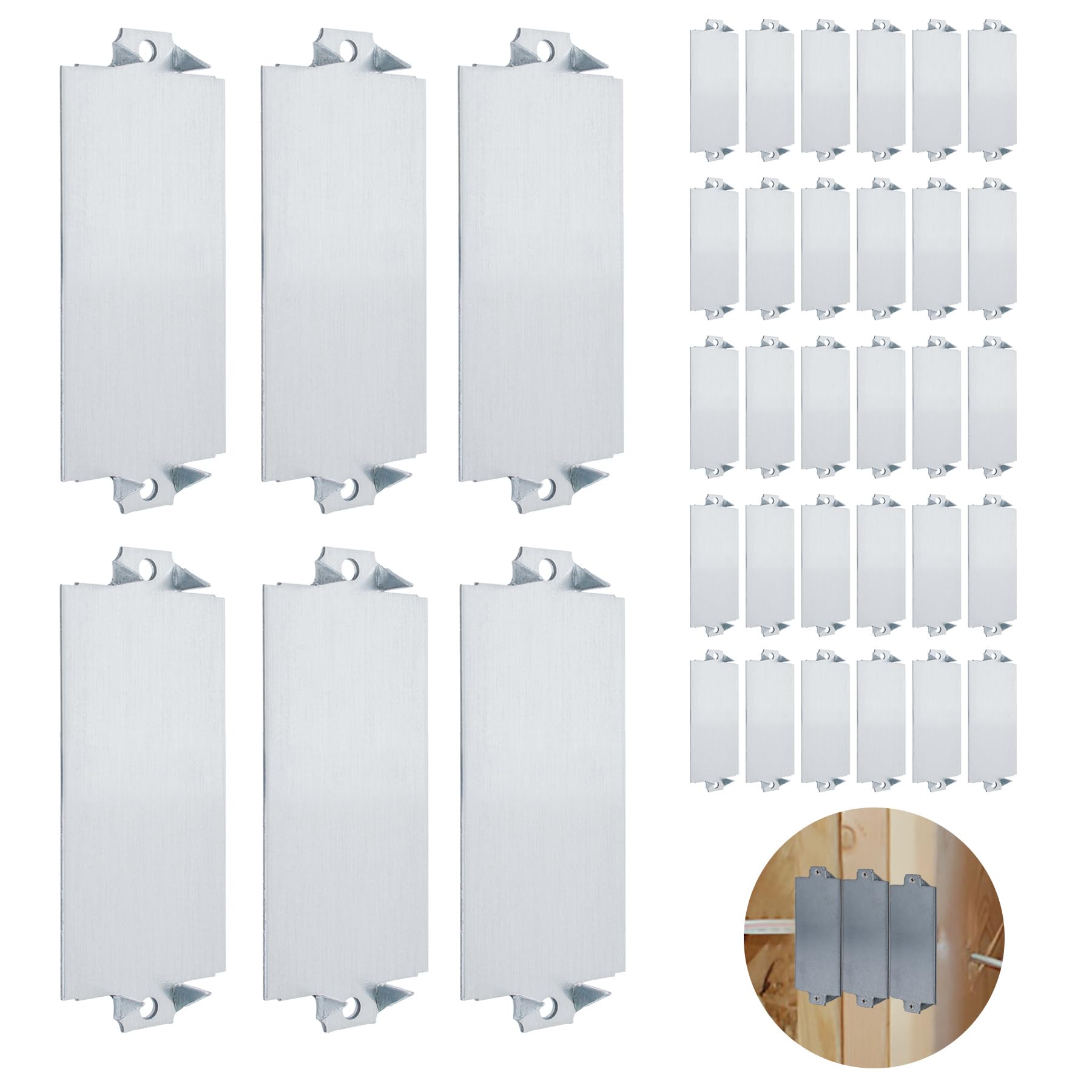 30 Pack 1.5 x 3 Inch Nail Plates for Wood Studs - Electrical Cable Protector Plates for Wiring Safety - Perfect for Home Renovation, DIY Projects, and Electrical Installations