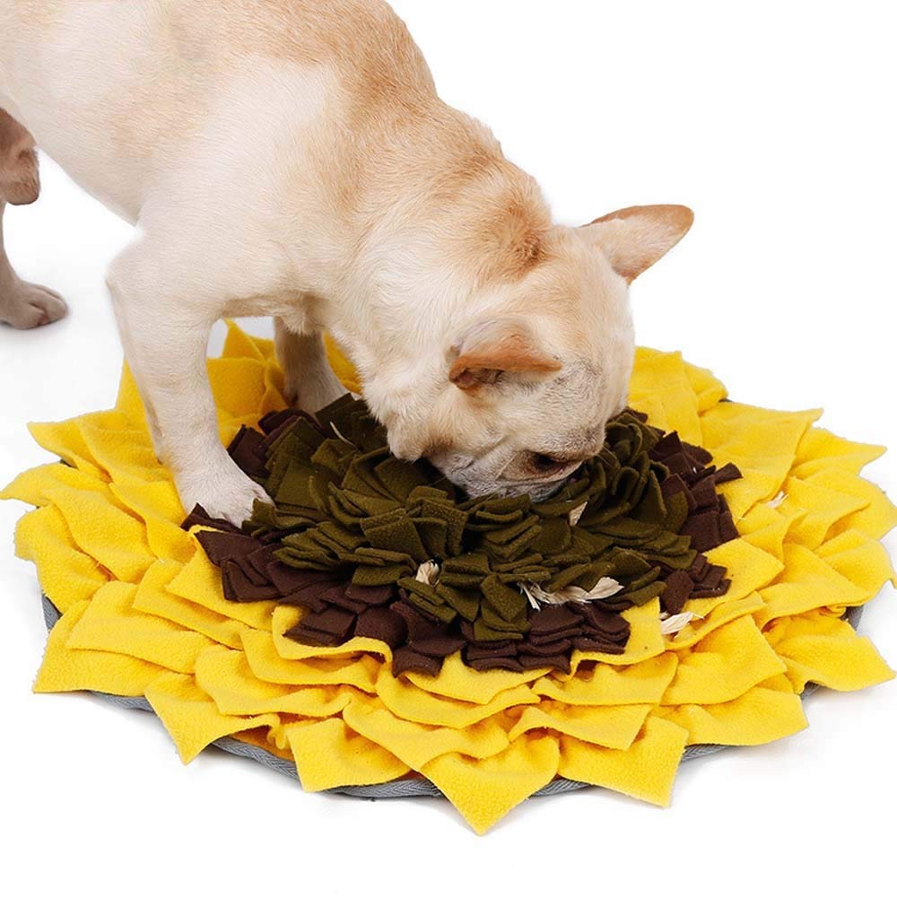ZHHk Dog Training Mat - Non-Slip Sunflower Puzzle Pad for Slow Feeding & Anti-Choking, 48x48cm Pet Yoga Mat - Perfect for Puzzle Games, Obedience Training & Mealtime Enrichment