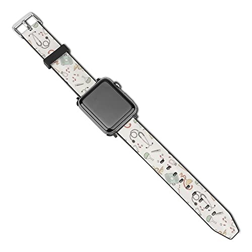 Adjustable Smartwatch Bands for Apple Watch 42/44mm & 40/38mm - Soft Silicone Replacement Strap Compatible with iWatch Series SE 6 5 4 3 2 1 - Doctor Nurse Pattern Design for Men & Women - Perfect for Healthcare Workers, Fitness Tracking & Everyday Wear