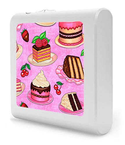 Dimmable LED Night Light with Auto On/Off Sensor - Adjustable Brightness Warm White Light for Bathroom, Hallway, Nursery & Bedroom - Perfect for Nighttime Safety and Comfort (Cake Deserts Design) - Image by Dan Morris