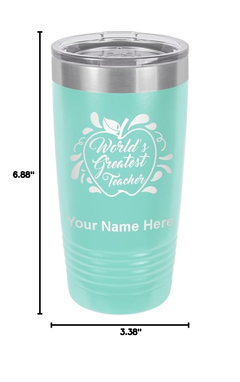 LaserGram 20oz Vacuum Insulated Stainless Steel Tumbler Mug - Custom Engraved Gift for World's Best Teacher - Leakproof & Temperature Retention - Perfect for Classroom, Office & Outdoor Use (Teal)