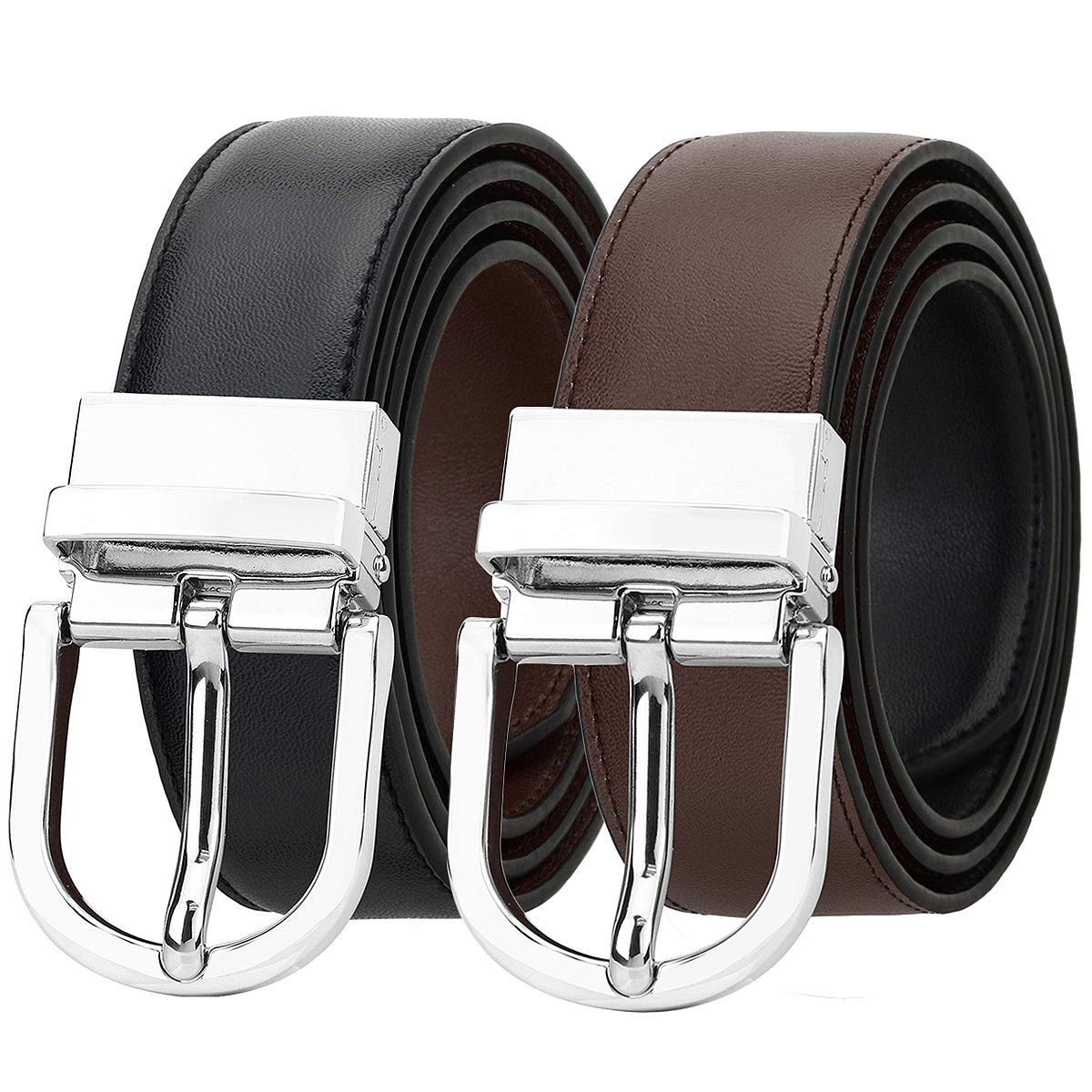 Falari Reversible Genuine Leather Belt for Women & Kids - 2 Colors in 1 Belt with Single Prong Buckle | Stylish Fashion Accessory for Casual, Office & Daily Wear
