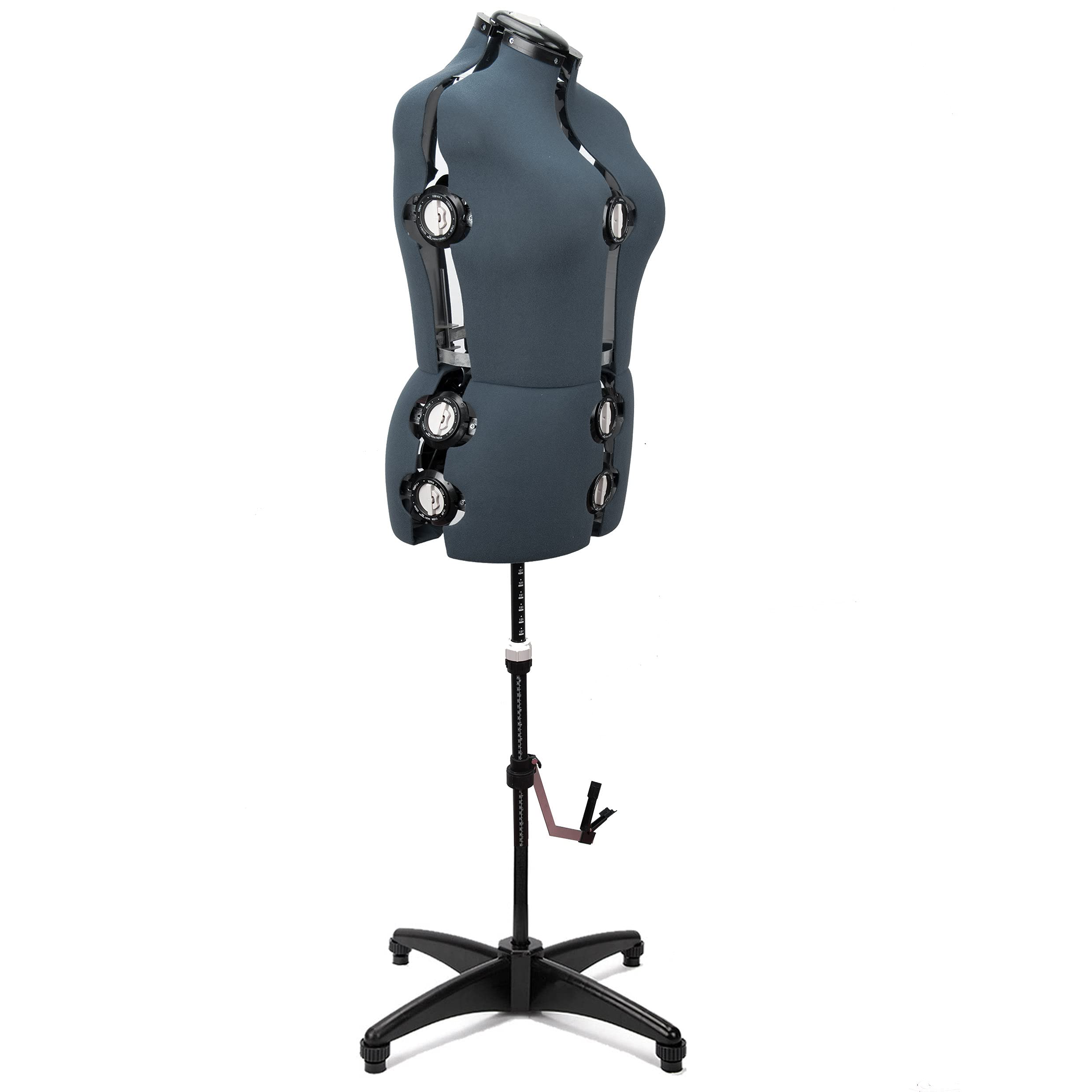 BHD BEAUTY Adjustable Dress Form Mannequin - 13 Dials, Dark Gray Fabric, Tri-Pod Stand, Up to 70