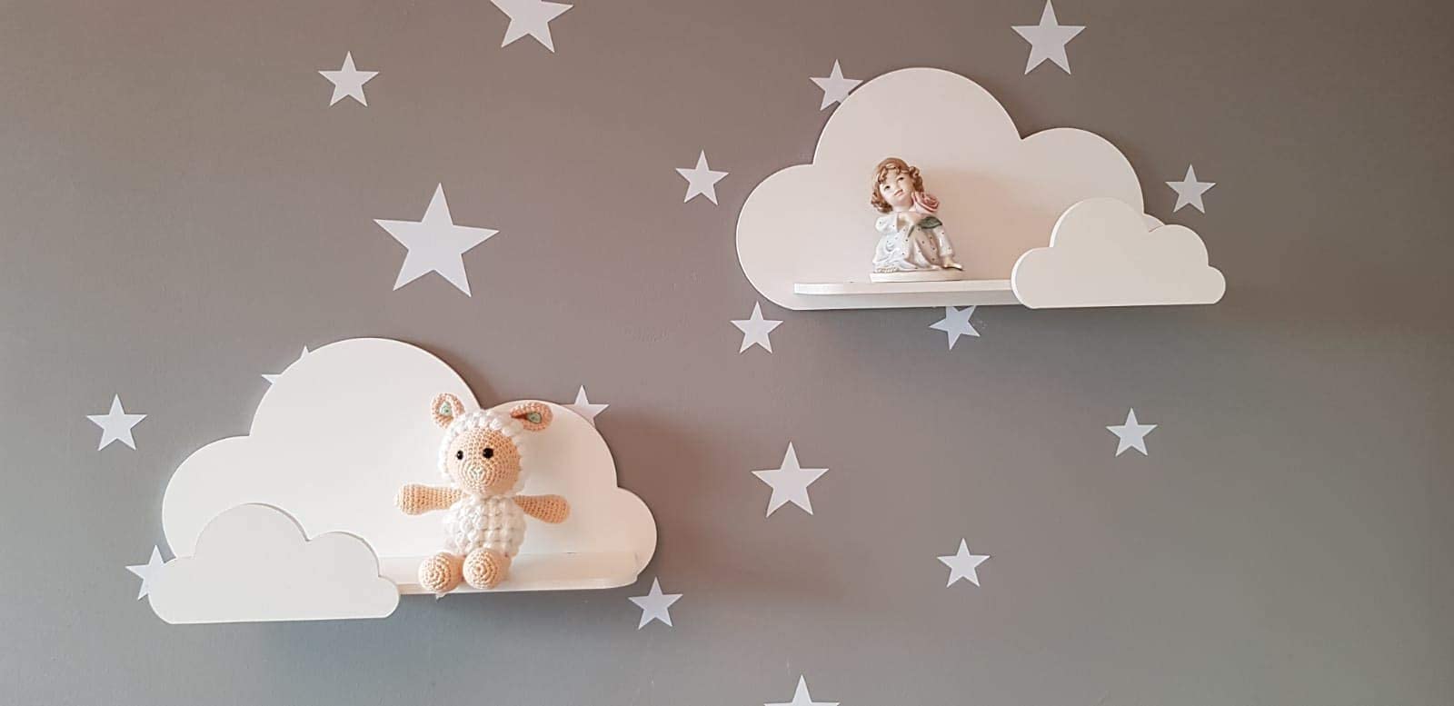 BugyBagy Trend Lab Cloud Wall Shelf Set - Set of 2 Modern Floating Shelves for Kids Room, Nursery & Playroom - Perfect for Books, Toys, Decor & Storage - Ideal for Bedroom Organization & Wall Display Decorations