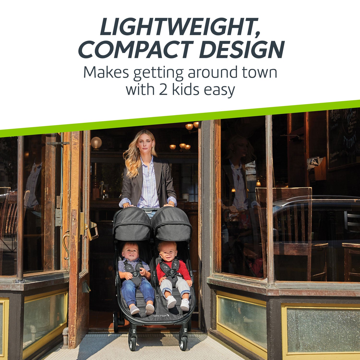 Baby Jogger City Tour 2 Double Stroller - Lightweight Compact Side-by-Side Stroller for Twins | Perfect for Urban Travel, Shopping & Outdoor Adventures
