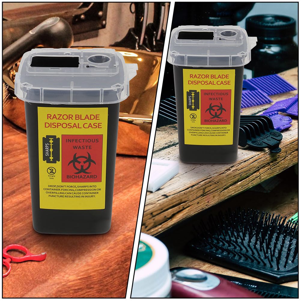 2-Pack Barber Blade Disposal Boxes - Portable Razor Blade Storage Case, Square Disposable Containers for Shaver Waste Blades - Perfect for Salon, Barber Shop & Home Grooming Safety