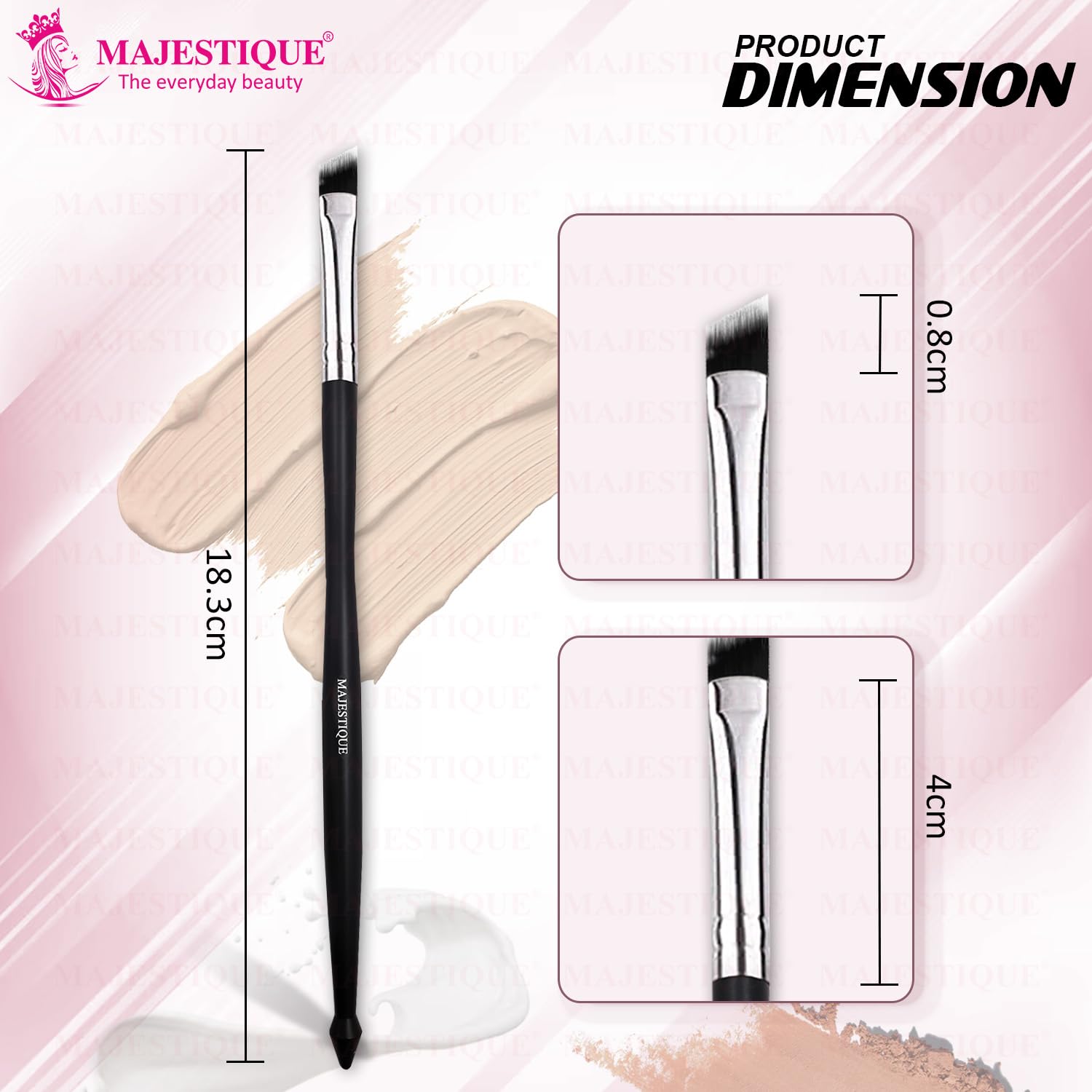 Majestique Professional Eyeshadow Smudge Brush - Short Shader Precision Makeup Brush for Creasing & Cat Eye Makeup | Vegan Cruelty-Free Small Eyeshadow Brush (FC40) | Perfect for Professional Makeup Artists & Beginners