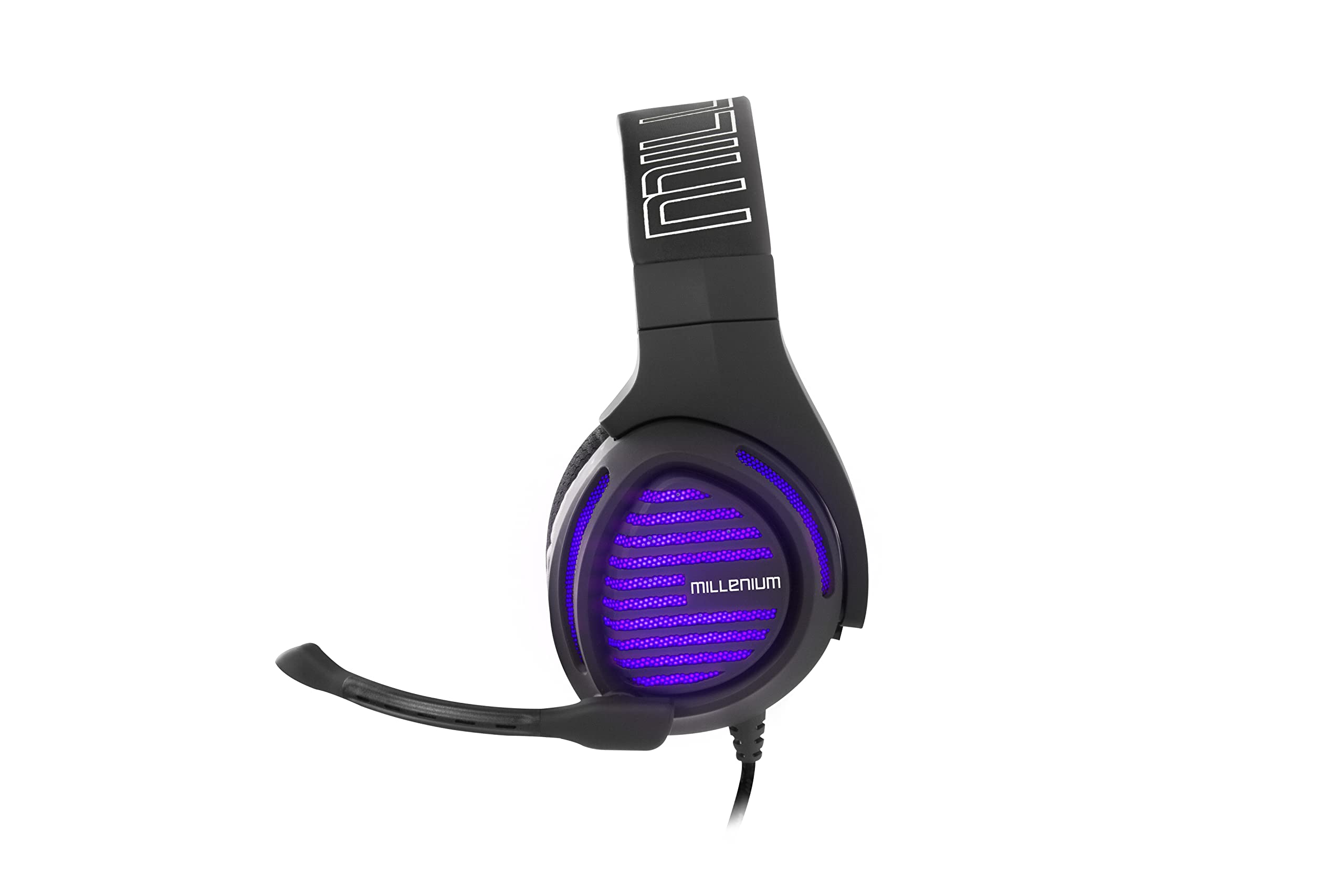 Millennium Gaming Headset with 3.5mm Jack, Noise Cancelling Mic & LED Lights - PS5, Xbox, PC Compatible Headphones for Pro Gamers - Perfect for FPS, Streaming & Esports (Black)