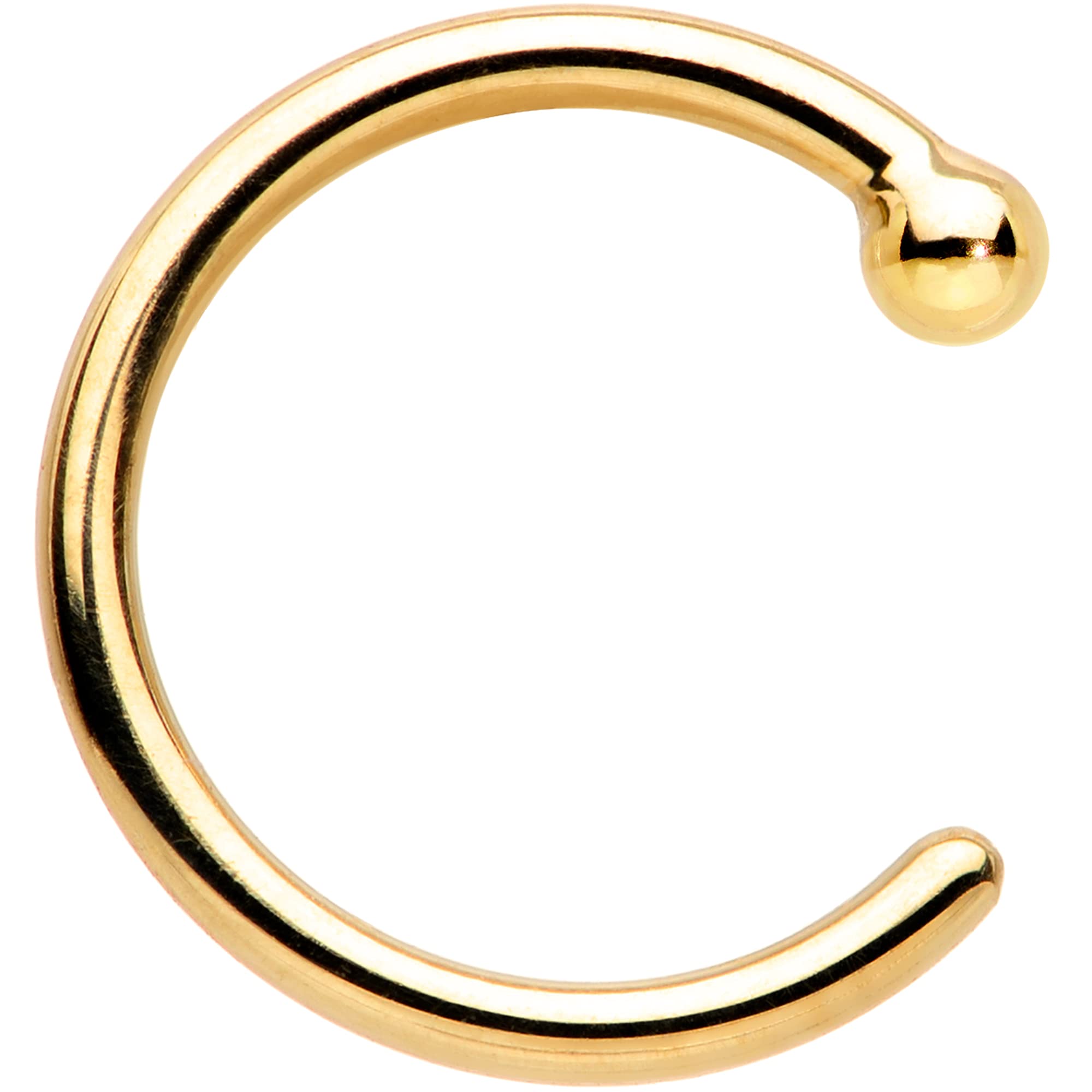 18k Yellow Gold Nose Hoop Ring for Women - 20G 1/4