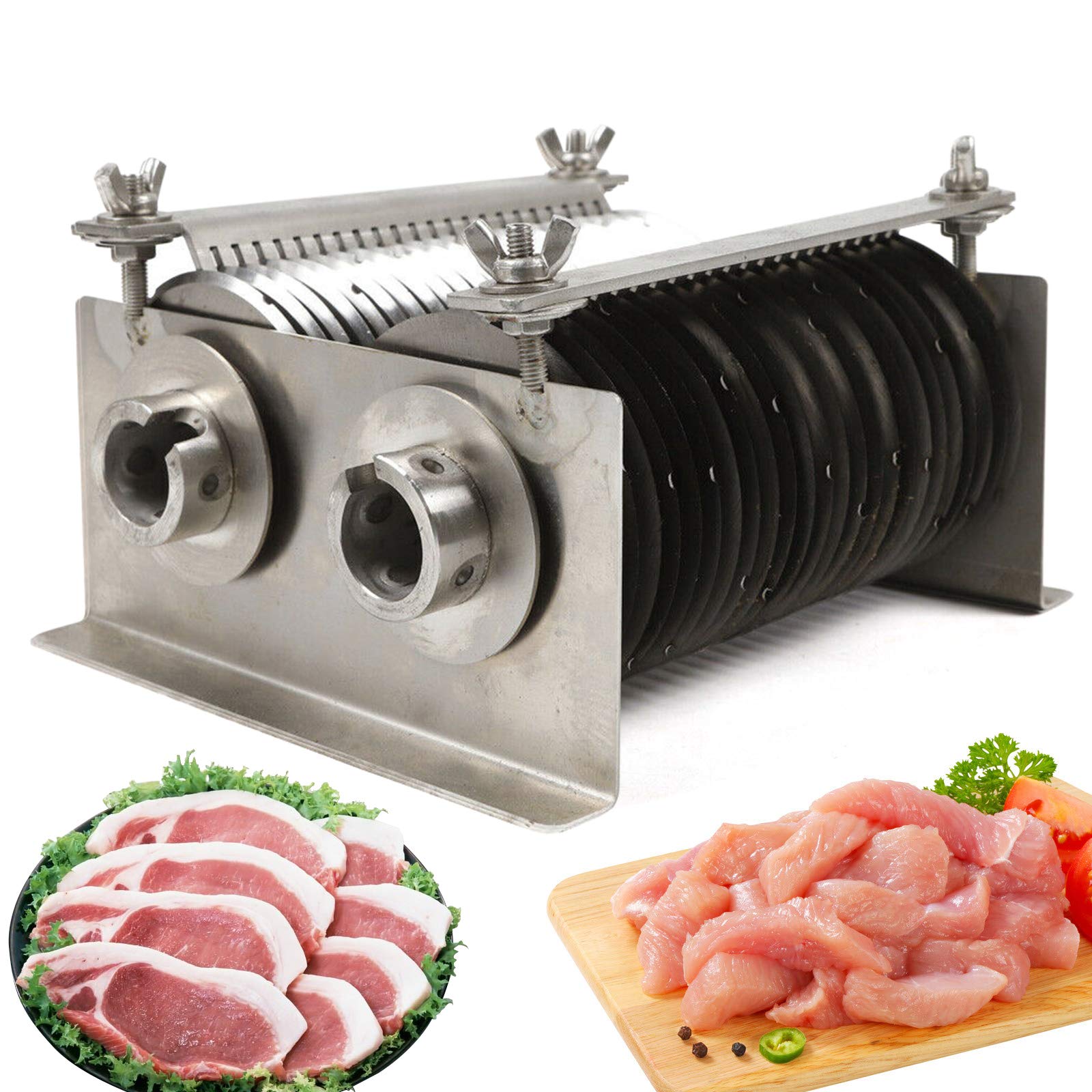 QE Model 500KG Commercial Meat Cutting Machine - Stainless Steel Slicer with 5mm Blade & Non-Slip Feet - Perfect for Frozen Food Processing & Meat Shops | Ideal for Restaurants, Butchers & Food Factories