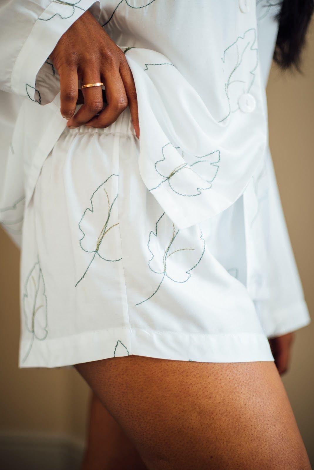 Pino Edition Bamboo Vegan Silk Pyjama Shorts with Palm Print - Eco-Friendly Sleepwear for Women | Perfect for Summer Nights, Lounging & Vacation Getaways
