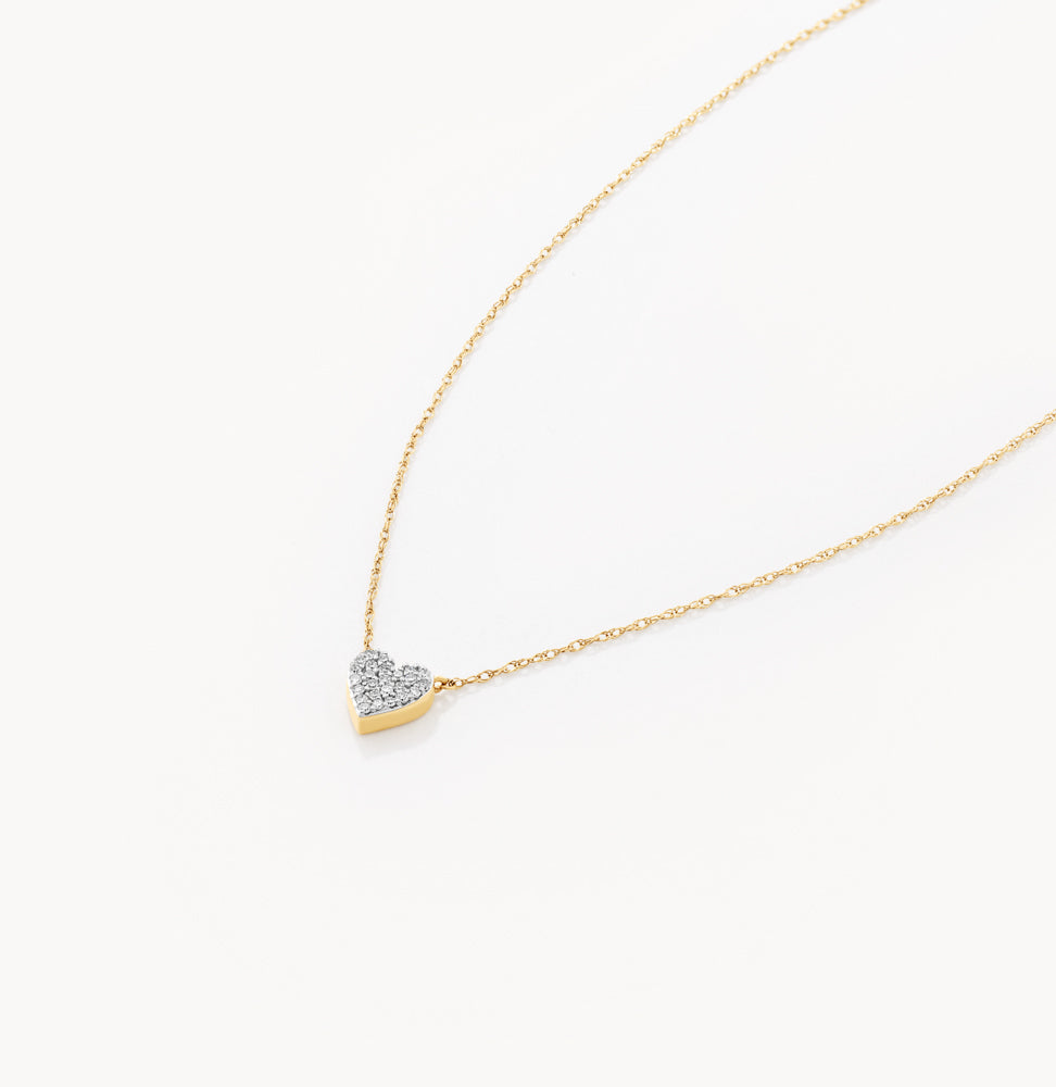 10k Gold Diamond Pave Heart Necklace for Women - Elegant Valentine's Day Gift, Anniversary Jewelry, Romantic Date Night Accessory