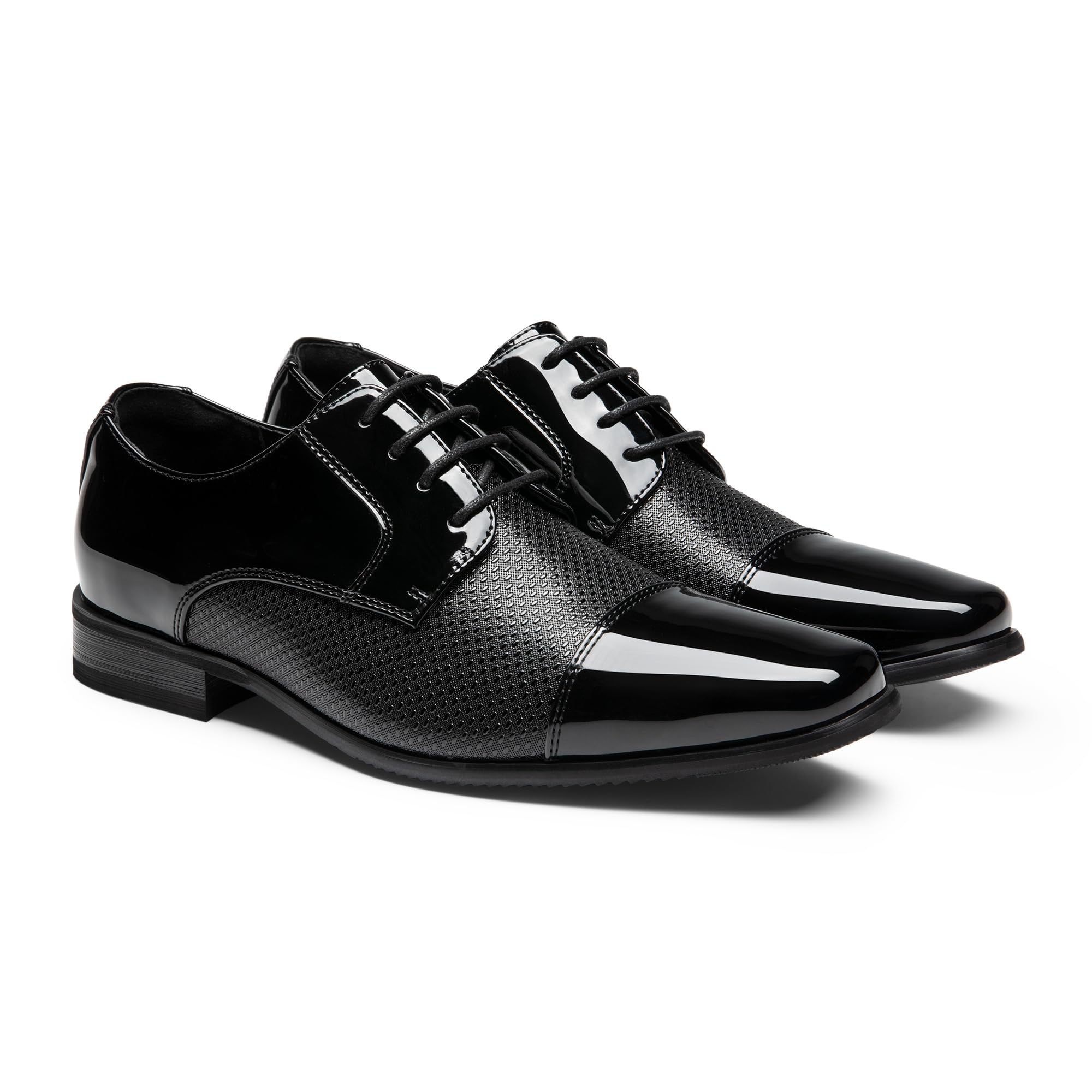 Bruno Marc Men's Patent Leather Tuxedo Dress Shoes - Classic Lace-up Formal Oxfords for Weddings, Prom & Business Events - Shiny Black Evening Shoes for Groom, Party & Special Occasions