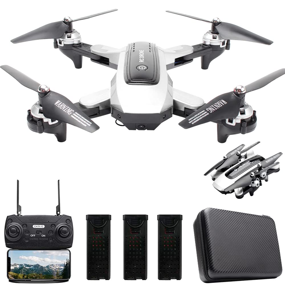 LOZENGE HJ38 GPS Drone for Adults with 1080P/4K FPV Camera, WiFi Live Video, Follow Me Mode, 120° Wide-Angle Lens - 3 Batteries & Remote Control - Perfect for Aerial Photography, Travel Vlogging and Outdoor Adventures (White)