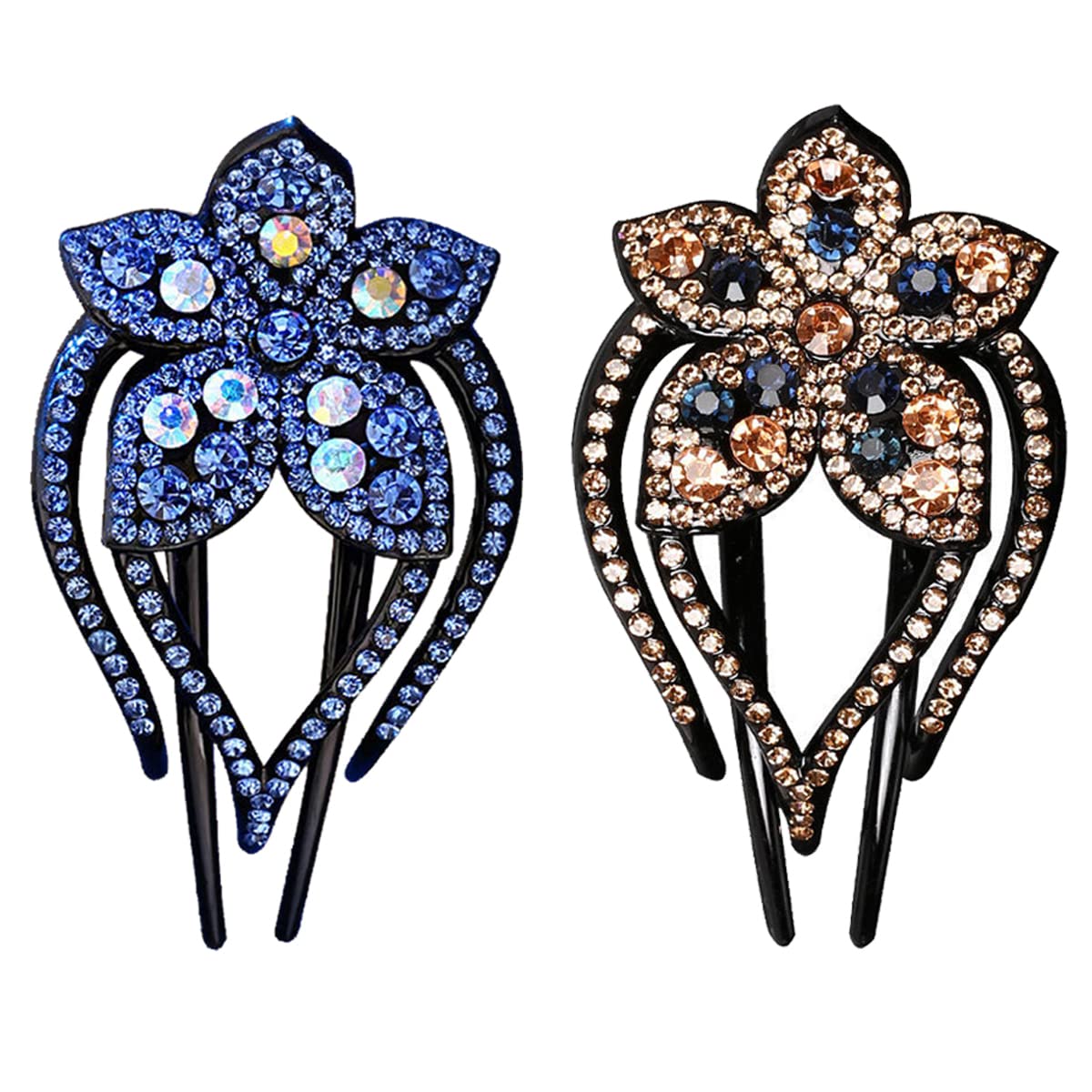 Yusier 2PCS Shiny Heart Ponytail Hair Clips - Sparkling Diamond Duckbill Hair Barrettes for Women & Girls | Perfect for Parties, Weddings & Daily Styling
