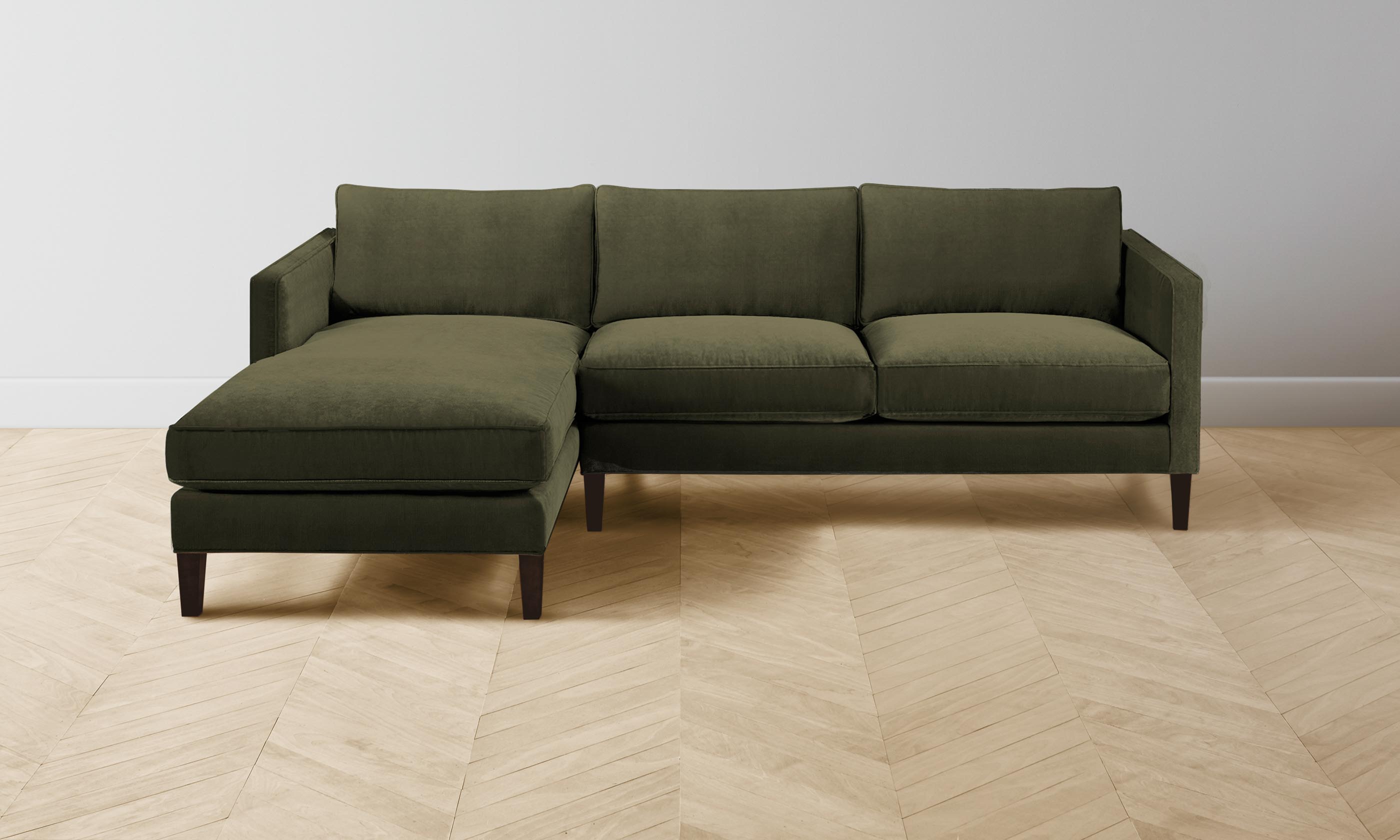 Crosby Sectional Sofa - Performance Velvet Upholstery in Olive Green | Modern Living Room Furniture for Comfort & Style