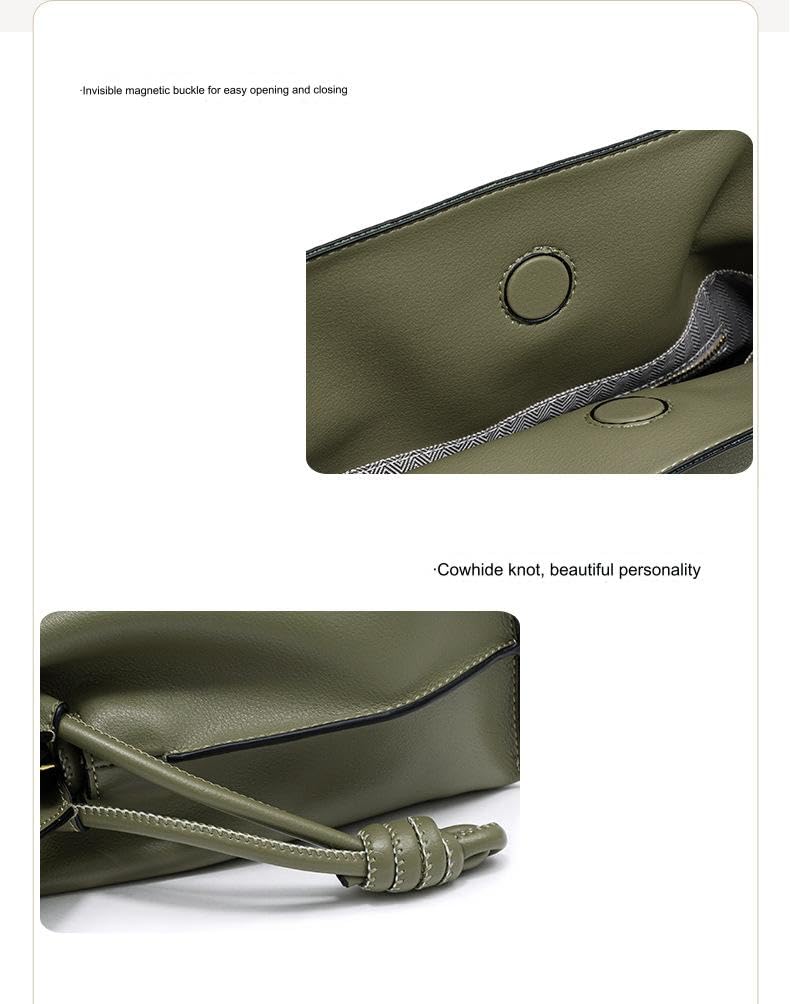 Korean Style One Shoulder Crossbody Cloud Bag - Genuine Leather Large Capacity Lucky Handbag for Women - Perfect for Work, Travel, and Daily Use