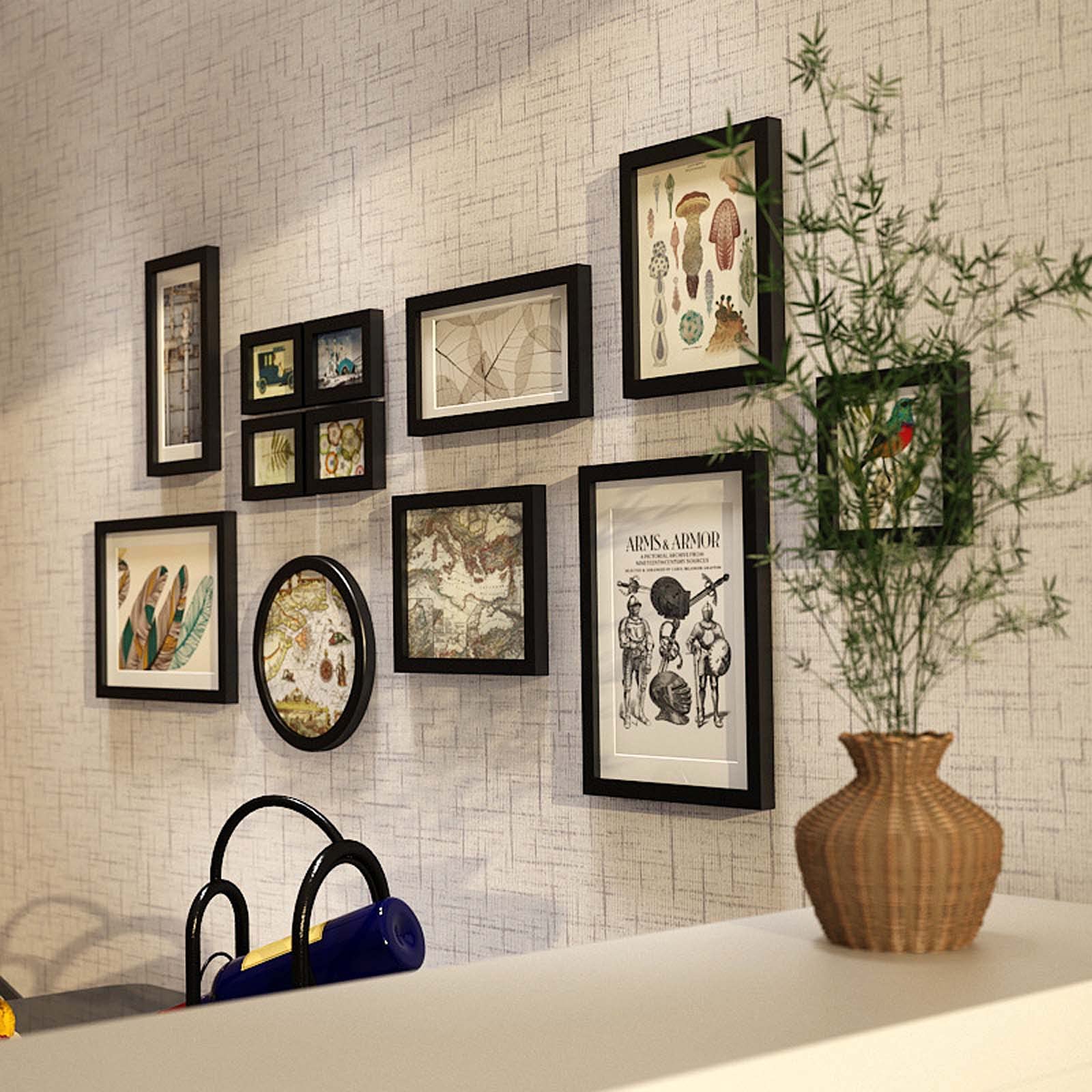 12PCS Solid Wood Photo Frames Set - European Style Wall Decor for Home & Office