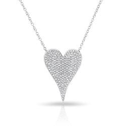 Pavé Elongated Heart Necklace - Elegant Dainty Gold or Silver Pendant for Women - Perfect for Valentine's Day, Anniversary & Romantic Gifts