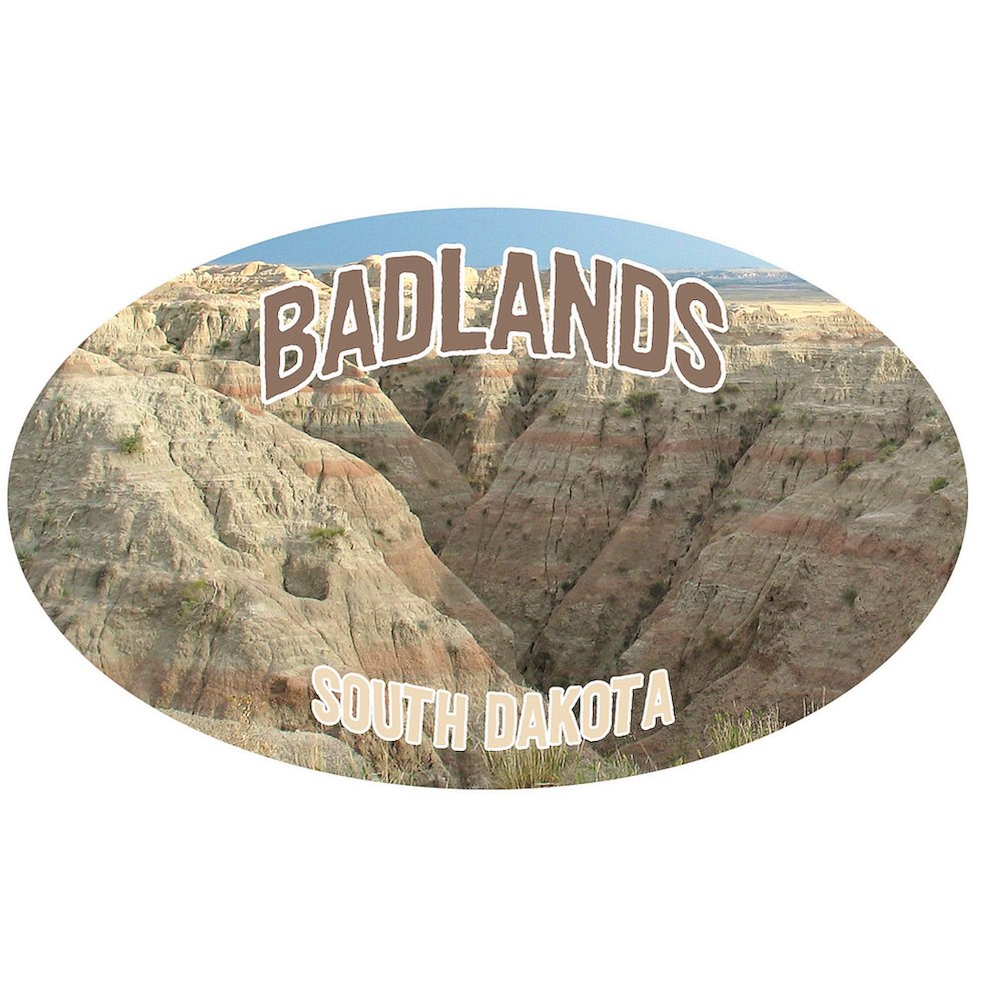 Badlands National Park Oval Sticker - Durable Vinyl Car Bumper Decal for Cars, Laptops & Water Bottles | Perfect for Outdoor Enthusiasts & Travel Lovers