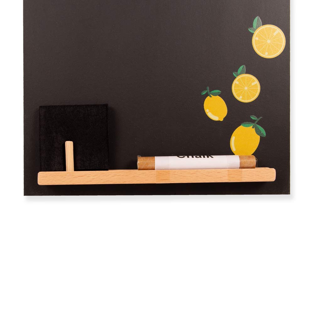 Small Black Chalkboard with Tray - Wooden Memo Board Includes Chalk & Felt Eraser (29.7x20.7x1cm) - Perfect for Kitchen, Office, or Classroom Organization