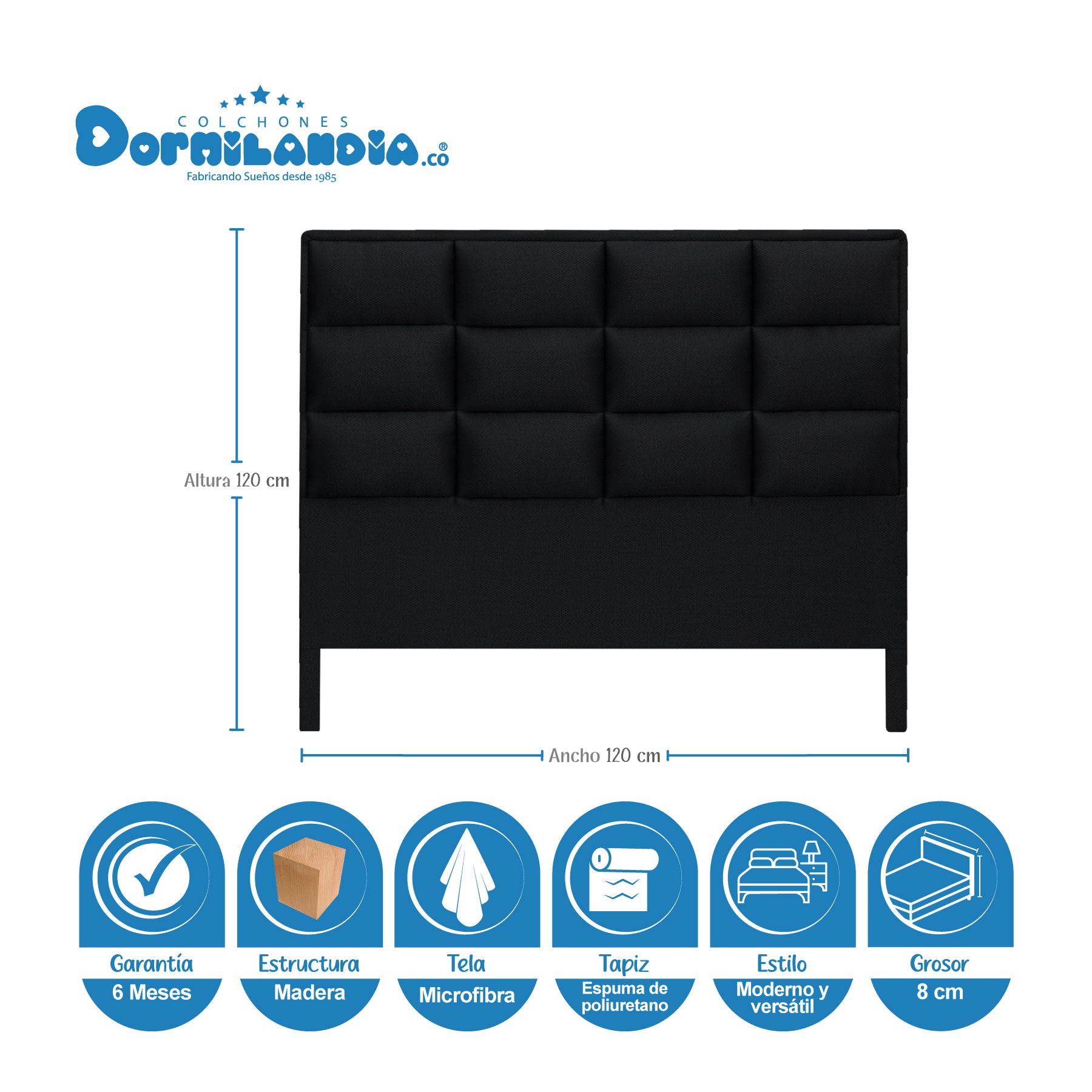 Black London Bed Frame and Headboard Combo 120x190cm with Legs - Modern Bedroom Furniture Set for Small Spaces, Guest Rooms & Apartments