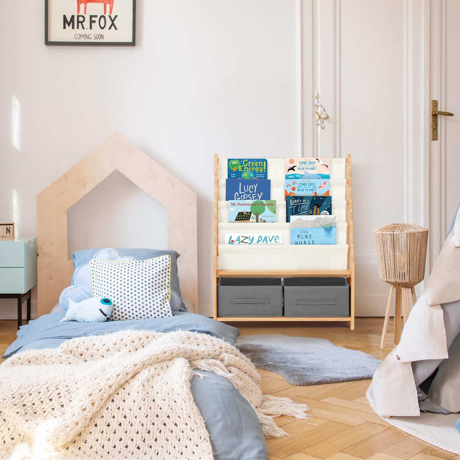 OOOK Solid Wood Montessori Bookshelf for Kids - 27.6