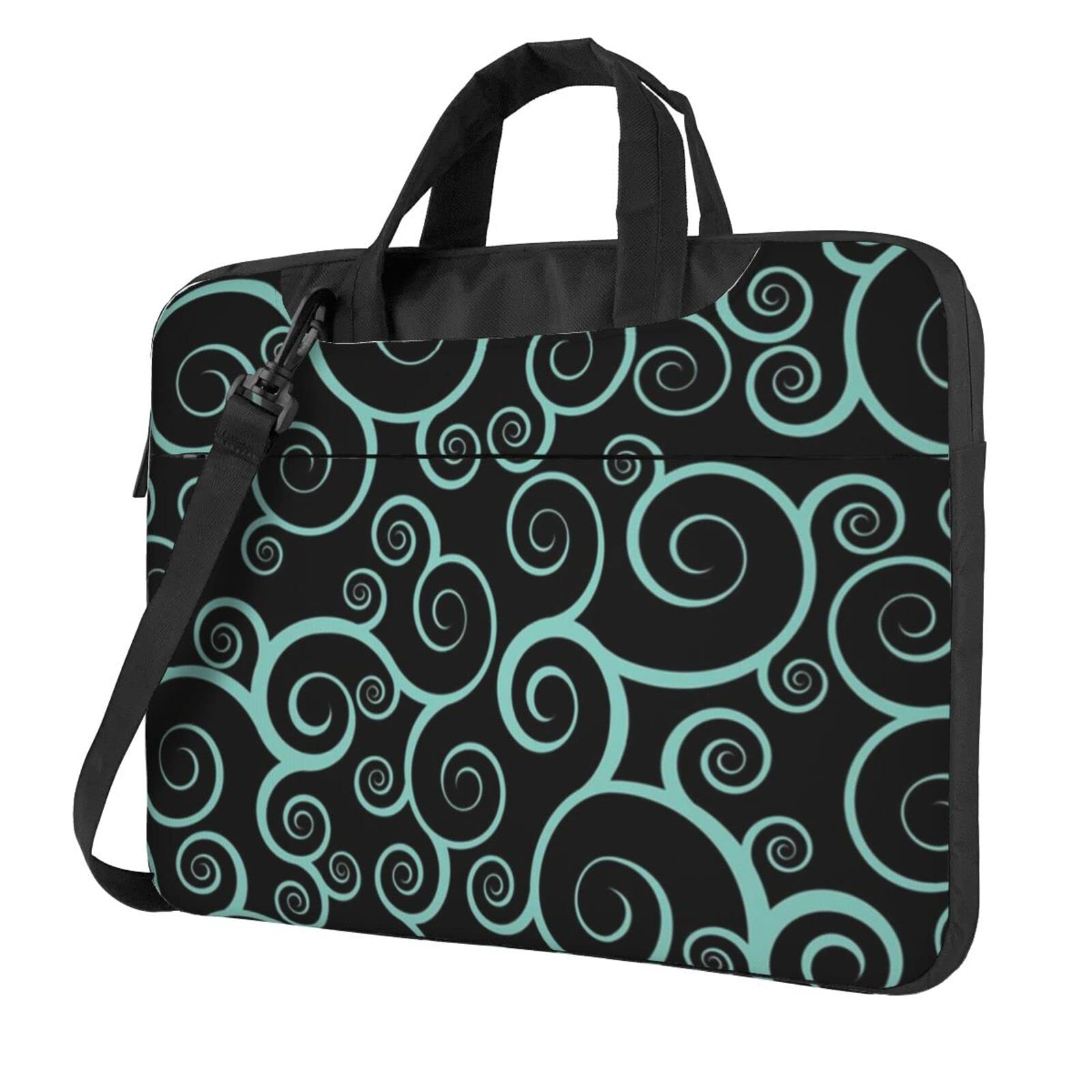 Personalized Teal Laptop Bag with Fancy Swirls - Durable Oxford Cloth Shoulder Briefcase for Work, Travel & Business Meetings | Stylish & Functional Laptop Case for Professionals