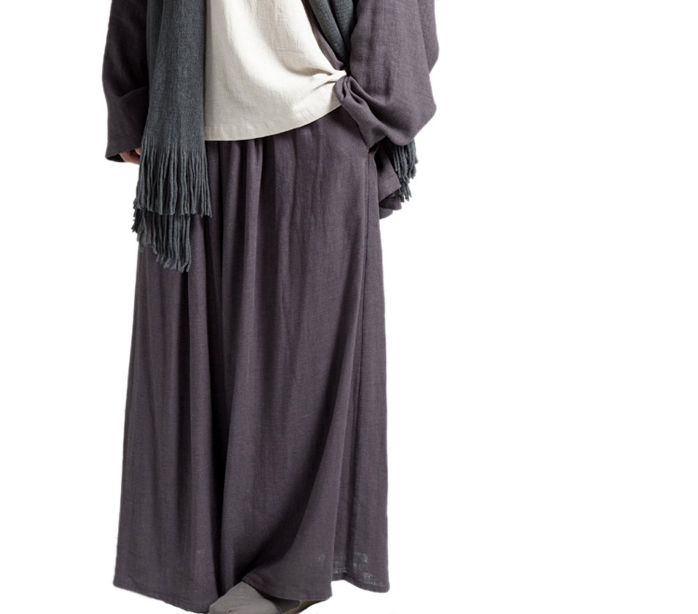 Men's Blue & Coffee Wide Leg Casual Loose Pants - Comfortable Elastic Waist Trousers for Lounge, Travel & Everyday Wear