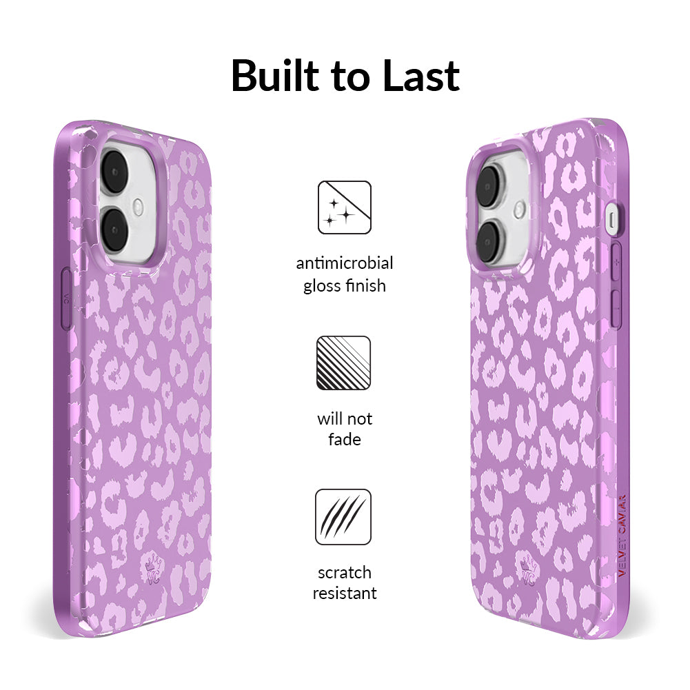 Amethyst Leopard Print iPhone Case - Stylish Protective Cover for iPhone 13/14/15 Pro Max - Trendy Fashion Accessory for Women & Girls - Perfect for Everyday Use, Work & Travel
