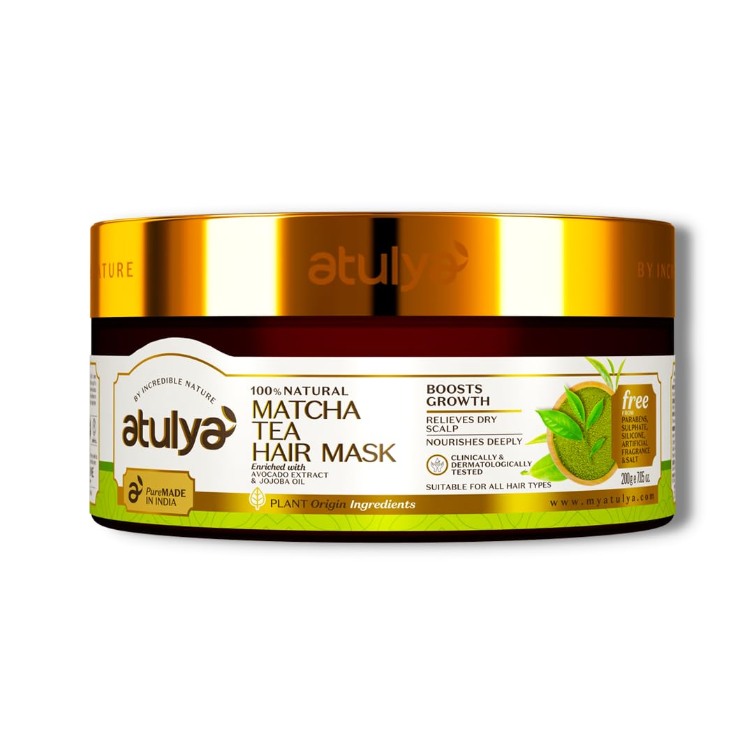 Atulya Matcha Tea Hair Mask - 200g | Deep Conditioning Treatment for Dry & Damaged Hair | Perfect for Salon-Quality Hair Care at Home