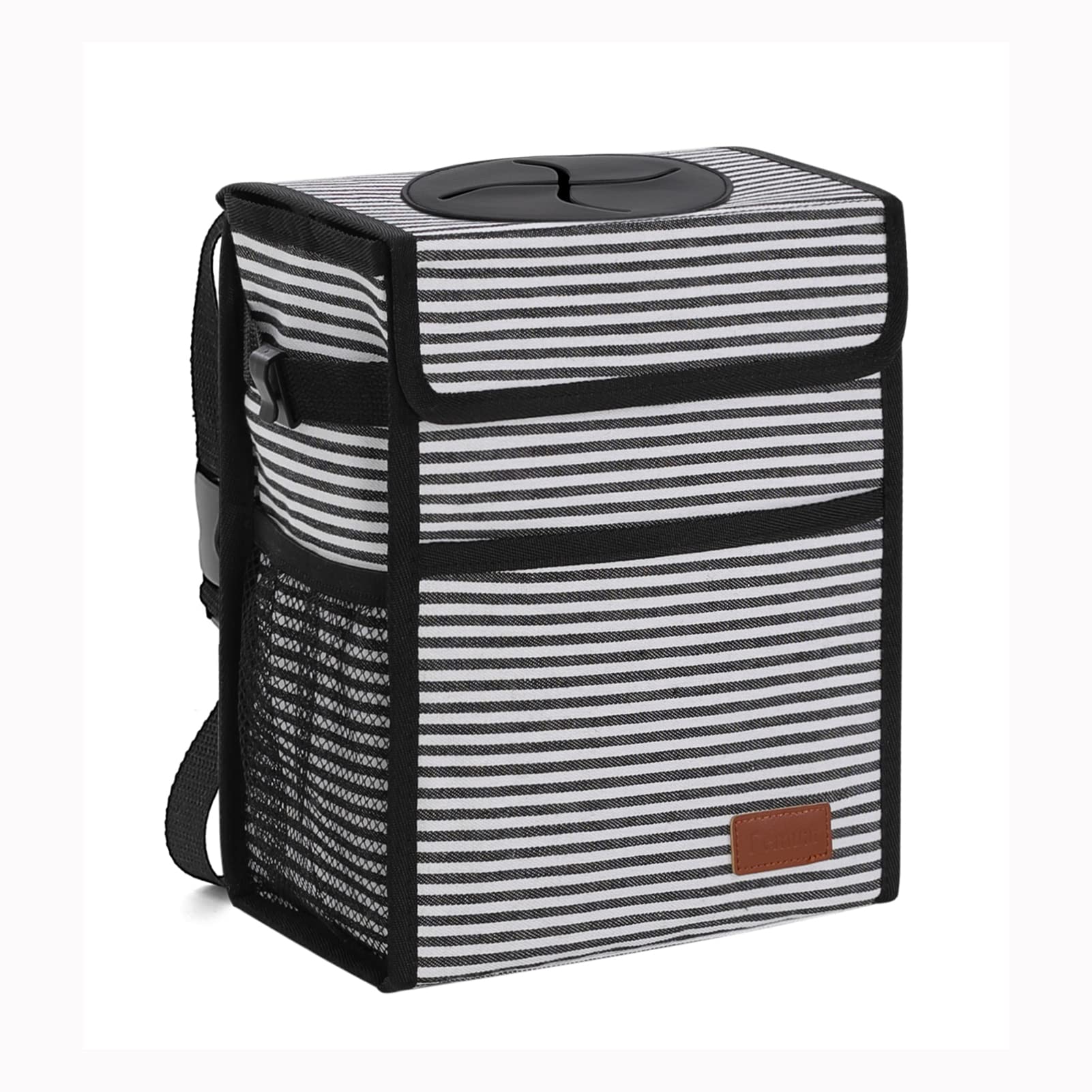 Leak-Proof Waterproof Car Trash Can with Lid - Collapsible Hanging Garbage Bag for SUV & Front Seat | Portable Car Organizer with Storage Mesh Pocket | Ideal for Road Trips, Commuting & Family Travel