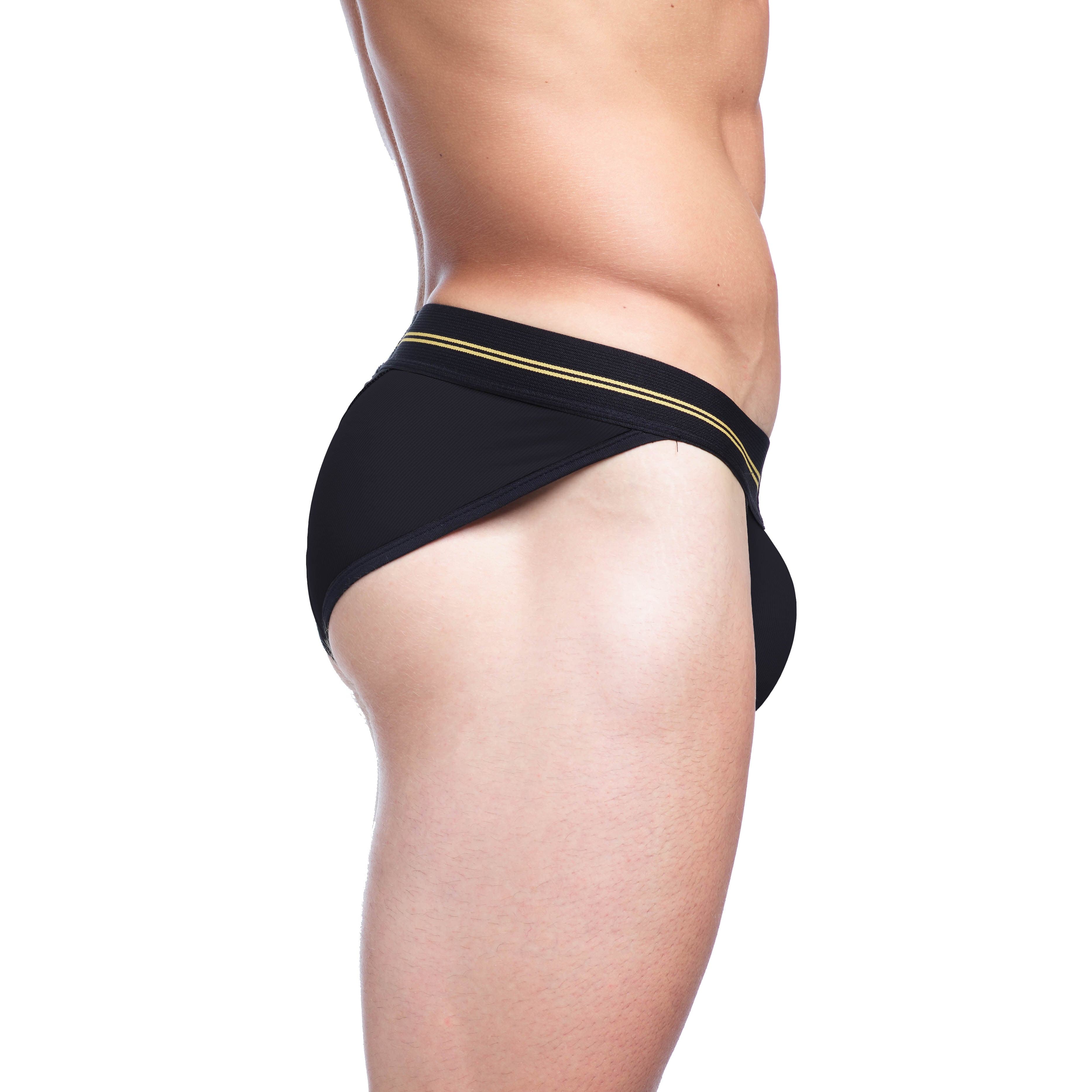High-Performance Rib Sport Briefs for Men - Breathable & Comfortable Black Underwear for Running, Gym & Active Lifestyle