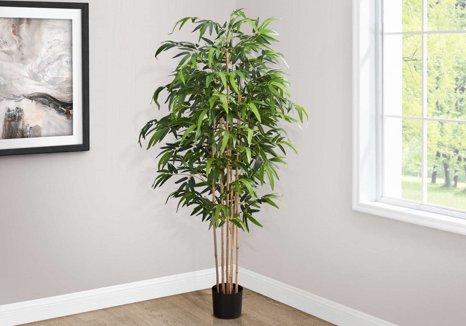 83 Inch Bamboo Tree with 8 Black Pots - Artificial Green Lucky Bamboo Plant for Home Office Decor, Feng Shui, Housewarming Gift & Indoor Plants Decorations