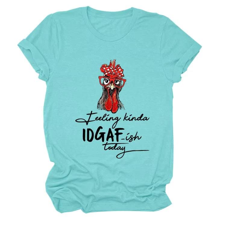 Funny Chicken Graphic Tee - Women's Casual Pullover T-Shirt for Everyday Wear | Comfortable Cotton Top for Outings, Parties & Gifts