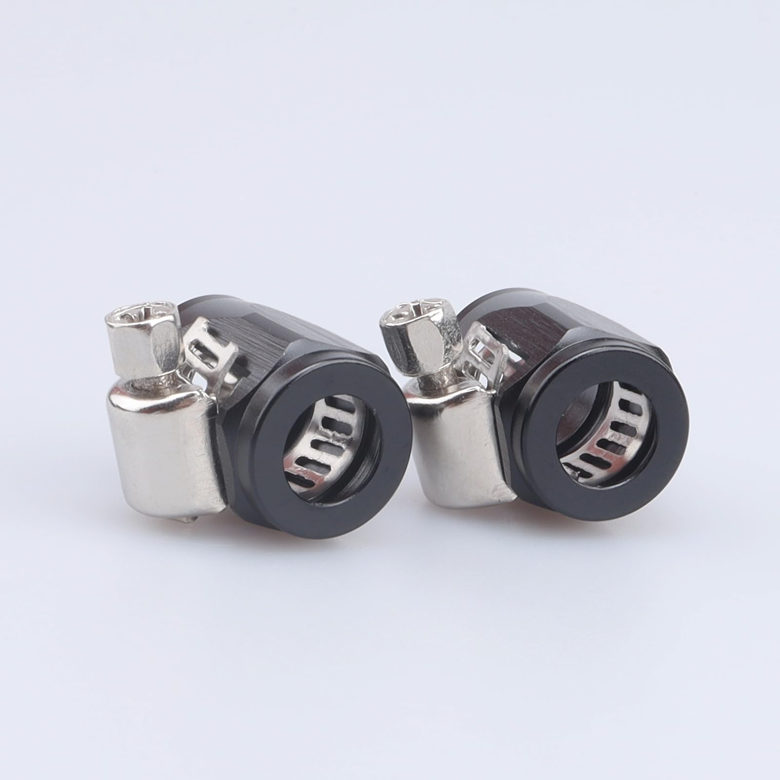 Black Aluminum -6 AN AN6 Hex Hose Finisher Clamp with Screw Band - Pack of 2 for 16mm (0.63