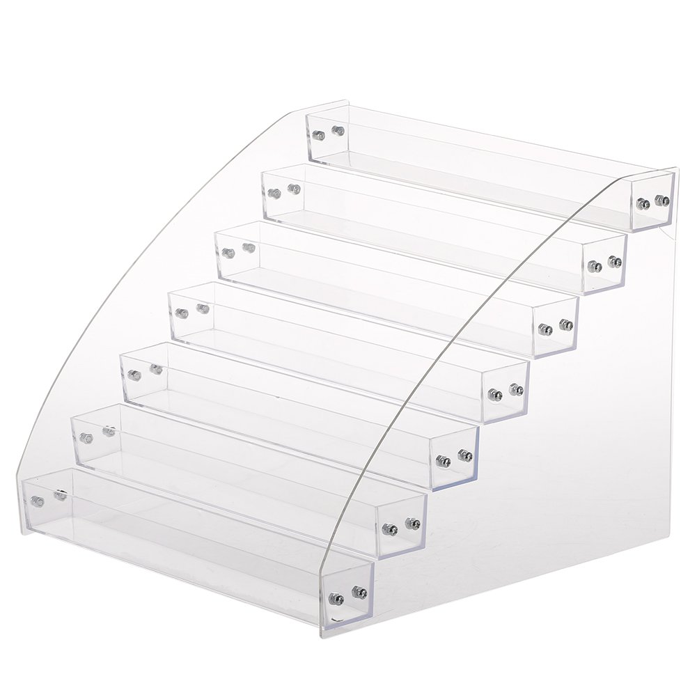 7-Tier Clear Acrylic Nail Polish Display Stand - Transparent Ladder Organizer for Nail Polish Bottles, Makeup & Tattoo Ink Storage - Perfect for Salon, Spa, Home & Retail Cosmetic Display