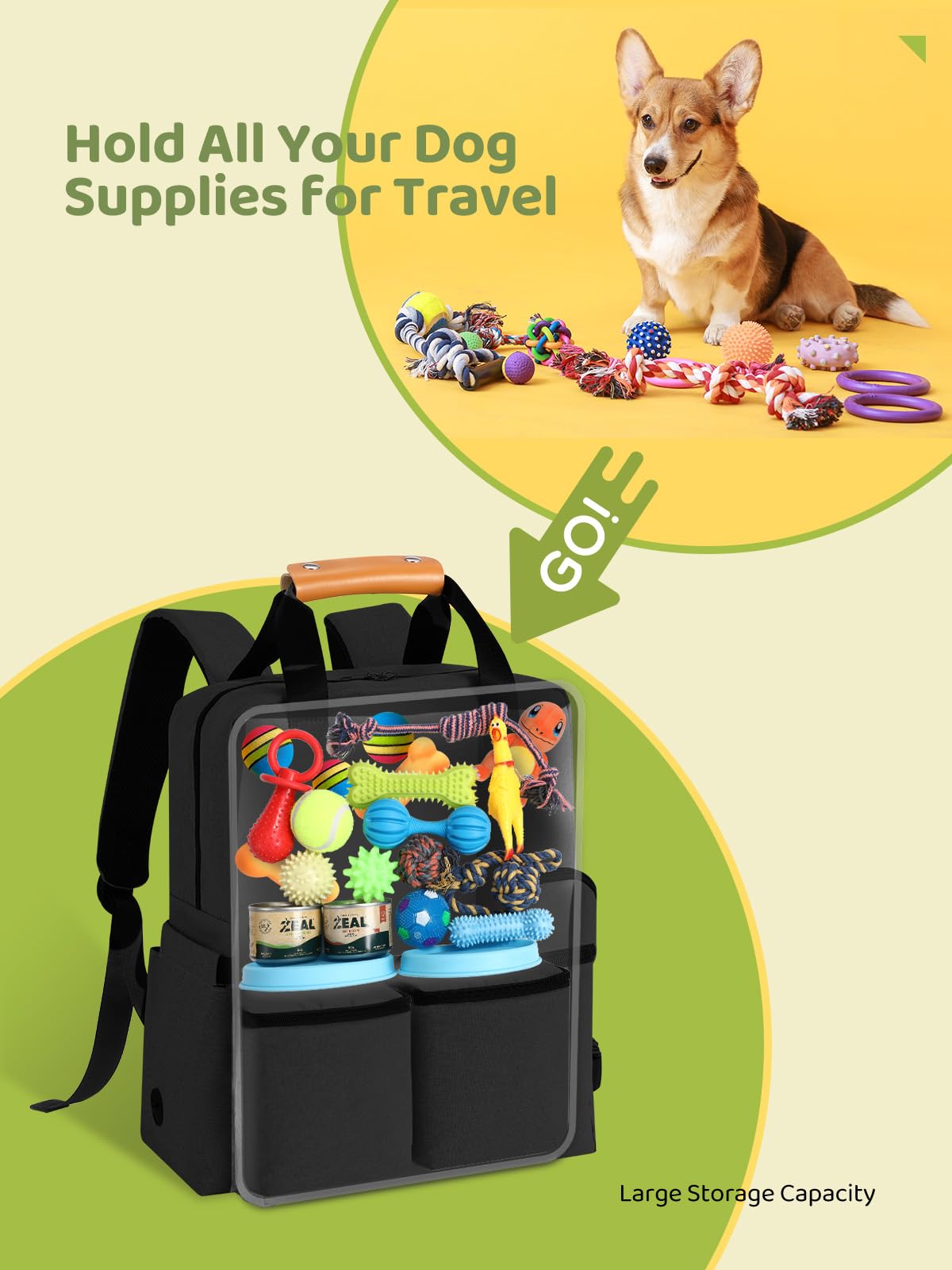 Airline Approved Dog Travel Backpack - 25L Multi-Function Pet Carrier with Storage Pockets, 2 Food Containers & Foldable Bowls - Perfect for Weekend Trips & Outdoor Adventures