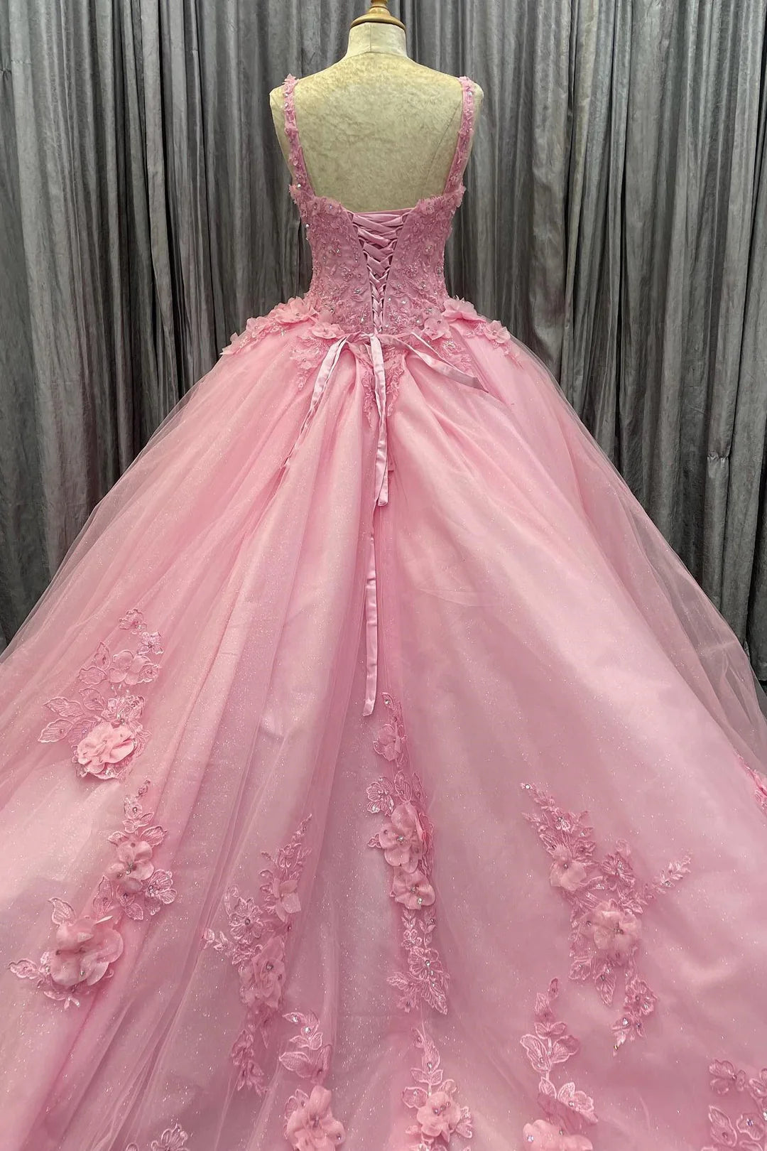 Elegant Pink Floral 2-in-1 Quinceanera Dress with Appliques & Sweetheart Lace-Up | Formal Party Gown for Sweet 15, Prom, Homecoming & Special Occasions