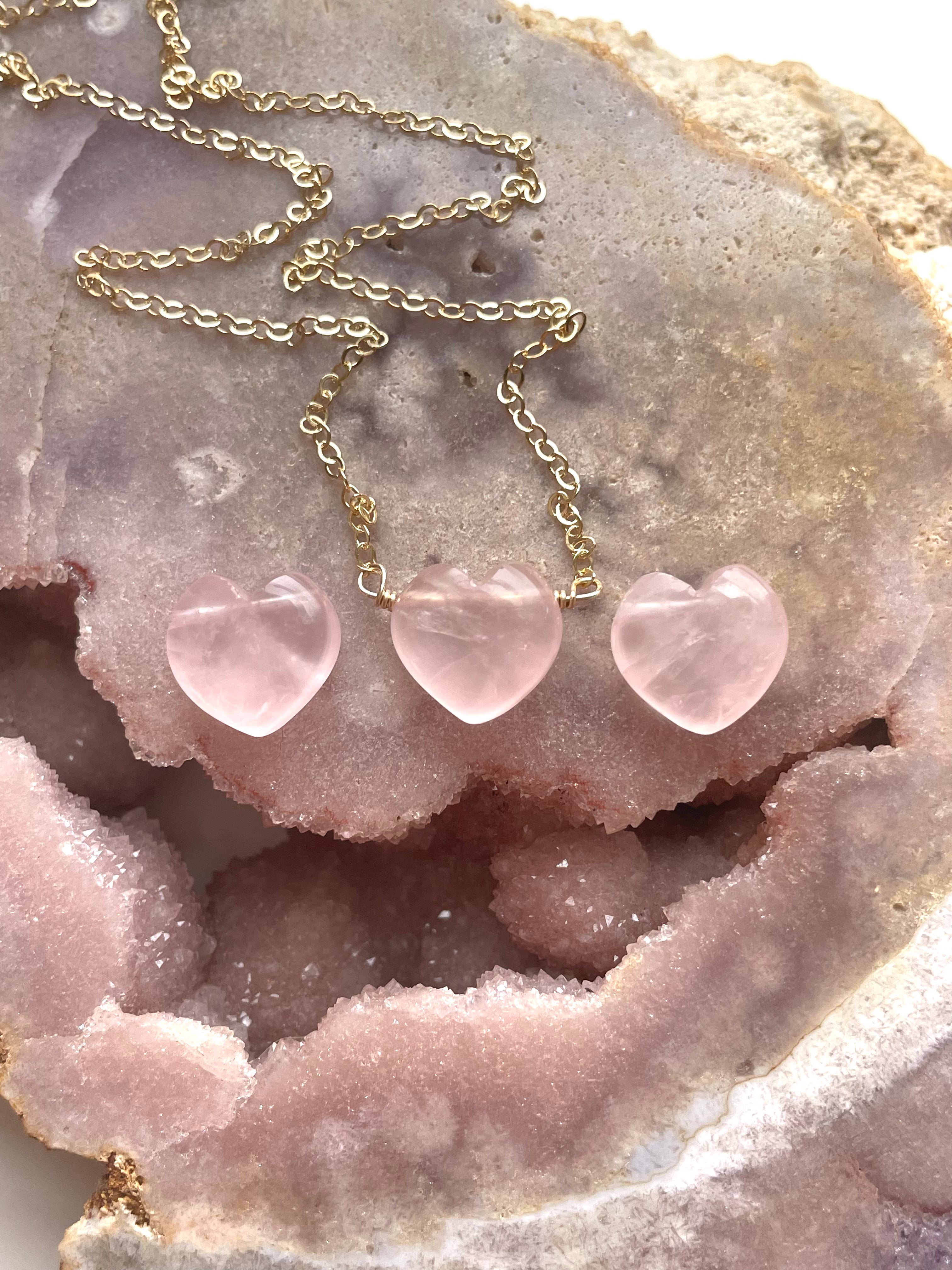Rose Quartz Heart Necklace - Silver or Gold Filled Crystal Jewelry for Love & Healing | Perfect Gift for Valentine's Day, Anniversary & Self-Care